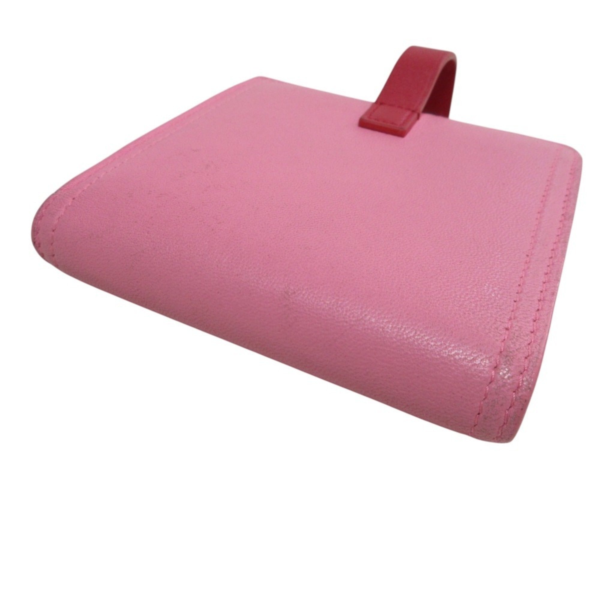 Bottega Veneta Pink Red Color Leather Wallet (Bi-Fold) (Pre-Owned)