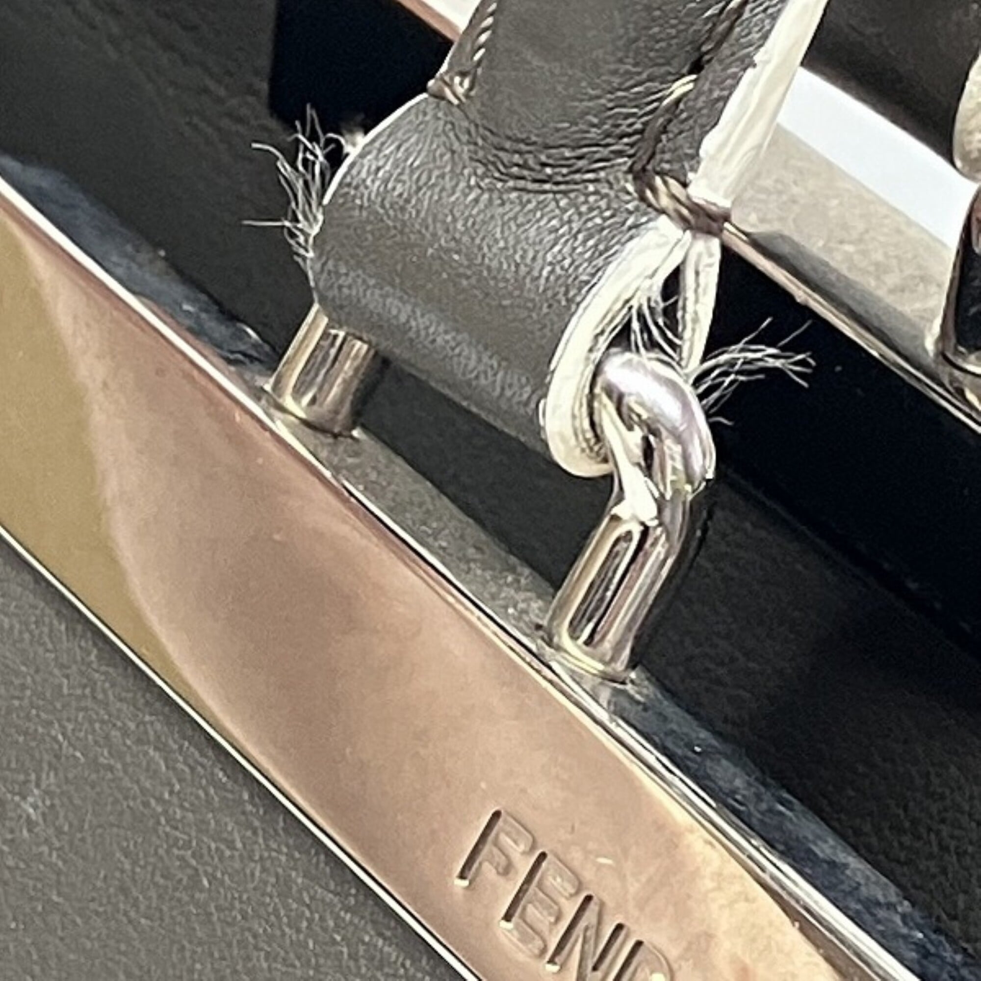 Fendi Gray Green Orange Leather Handbag (Pre-Owned)