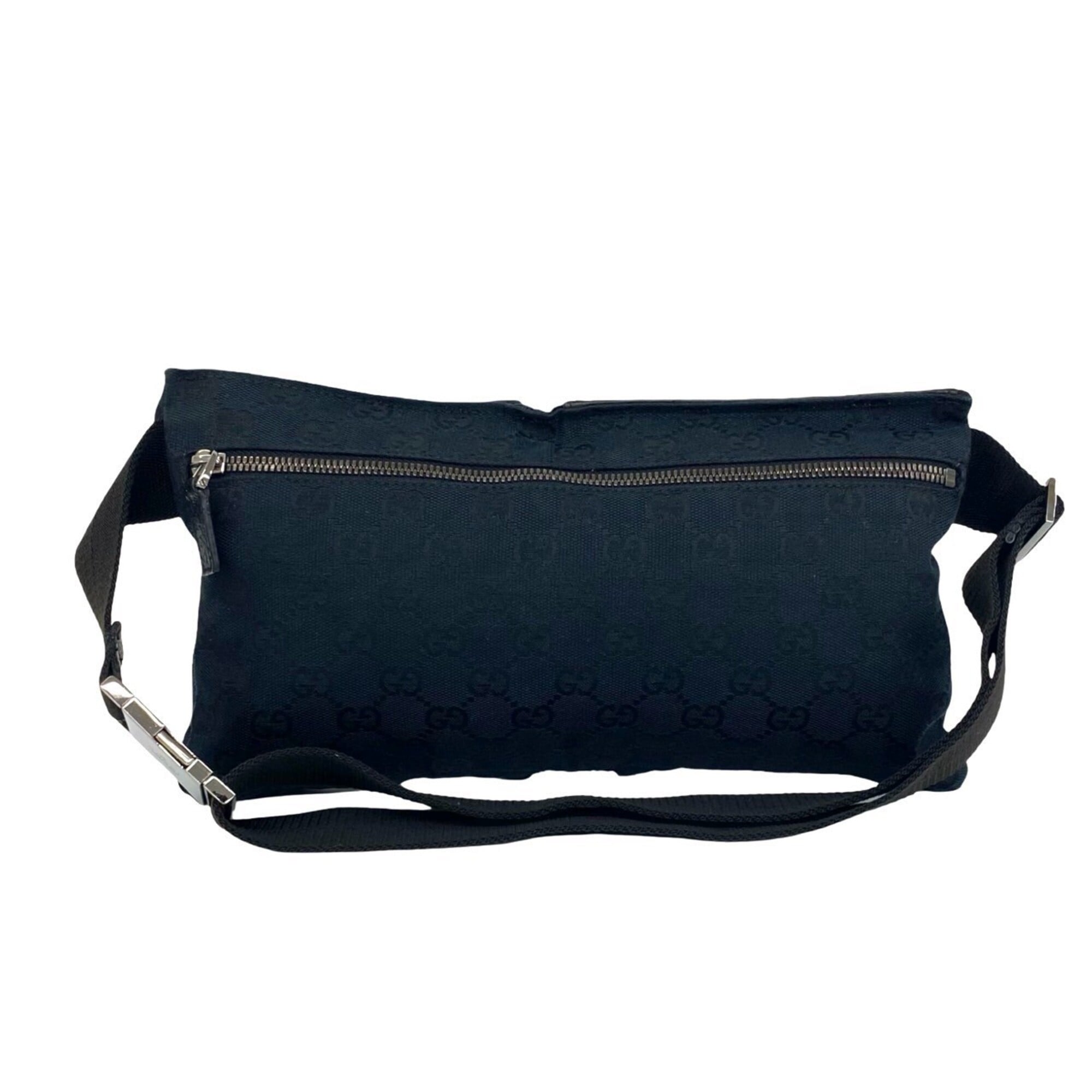 Gucci Black Canvas Leather Pouch Shoulder Bag Sling Bag (Pre-Owned)