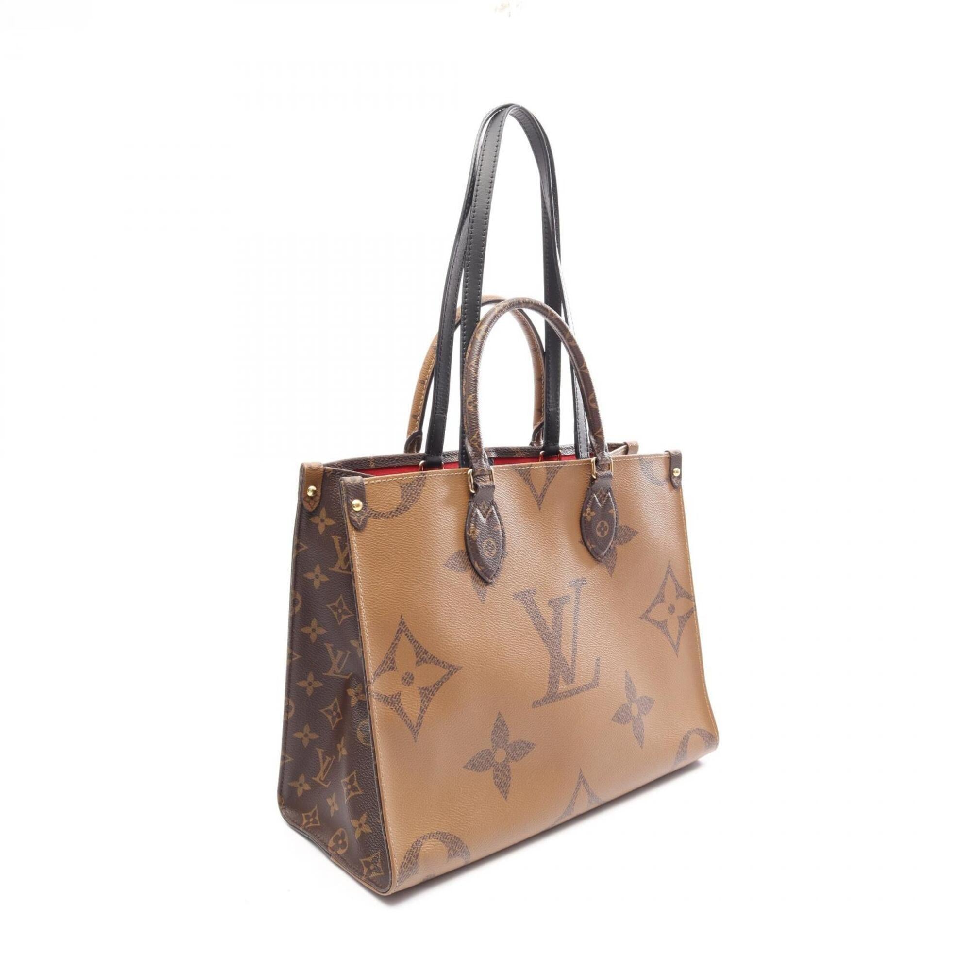 Louis Vuitton Beige Brown Coated Canvas Leather Handbag Tote Bag (Pre-Owned)