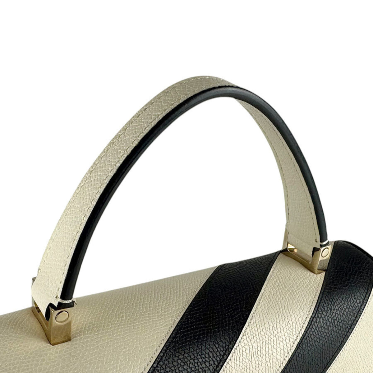 Valextra Black Ivory Leather Handbag Shoulder Bag (Pre-Owned)