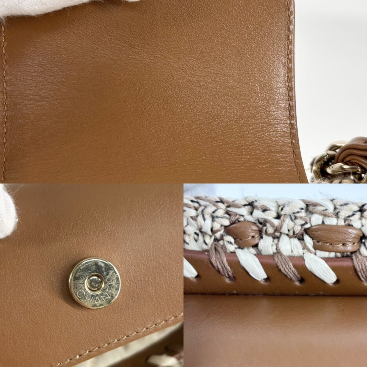 Chanel Beige Brown Shopping Bag Shoulder Bag Tote Bag (Pre-Owned)