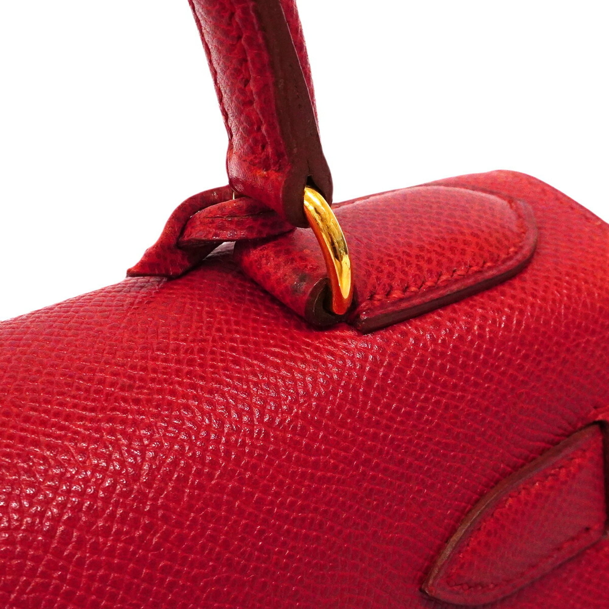 Hermes Rouge Vif Courchevel Leather Handbag (Pre-Owned)