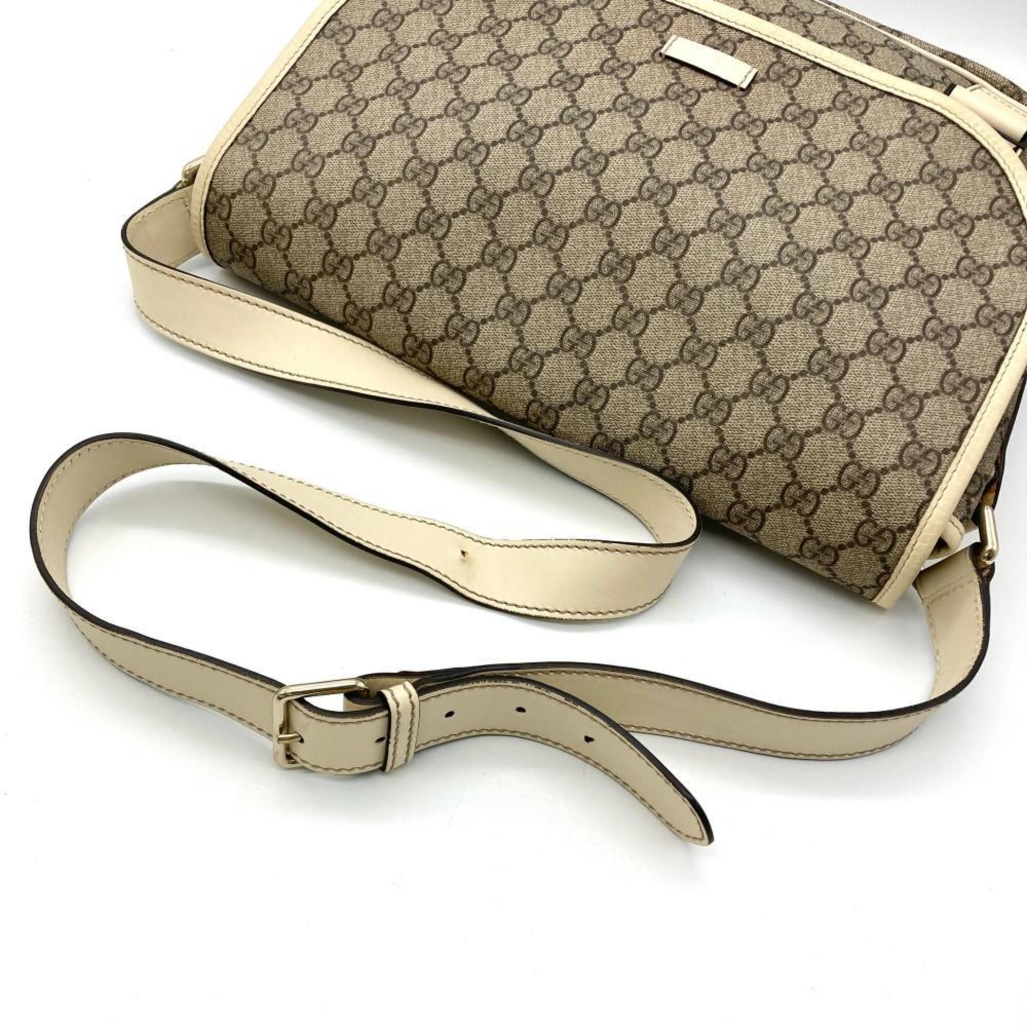 Gucci Beige Ivory Gg Supreme Canvas Shoulder Bag (Pre-Owned)