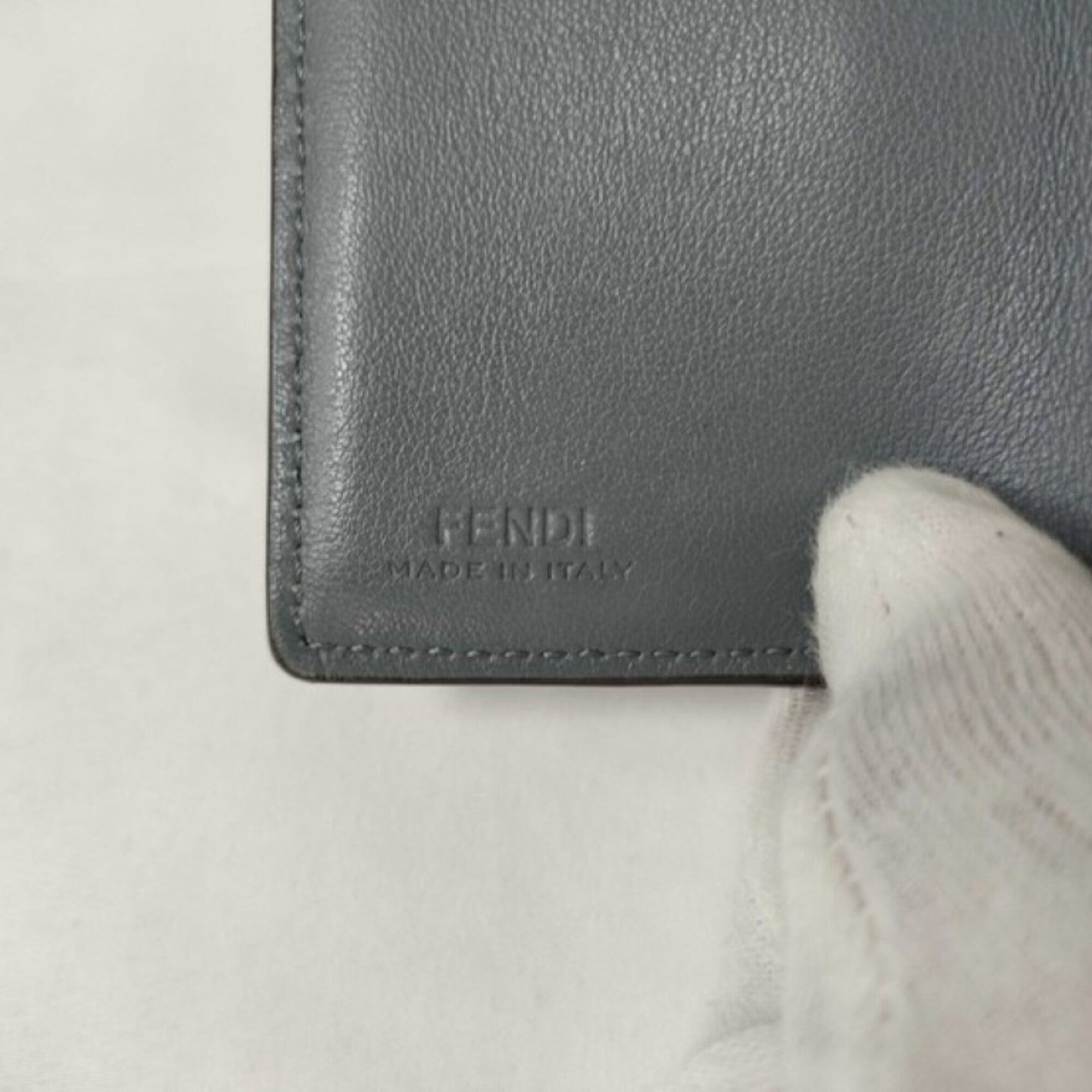 Fendi Gray Leather Wallet (Tri-Fold) (Pre-Owned)