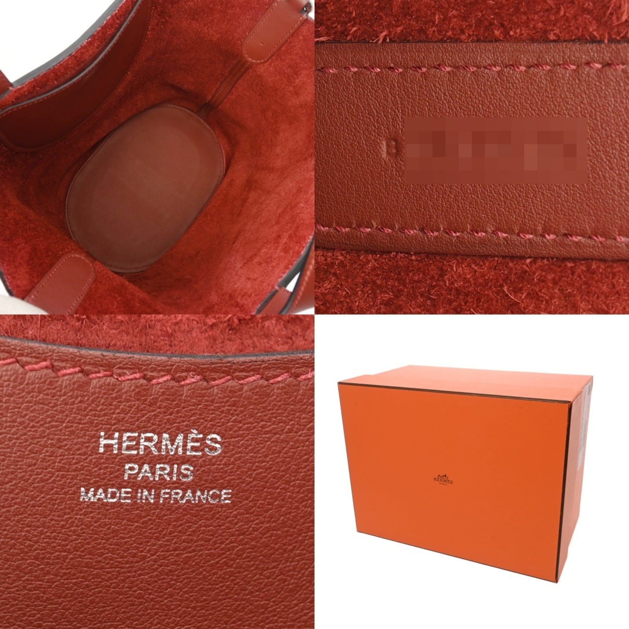 Hermes Rouge H Taurillon Clemence Leather Swift Leather Handbag (Pre-Owned)