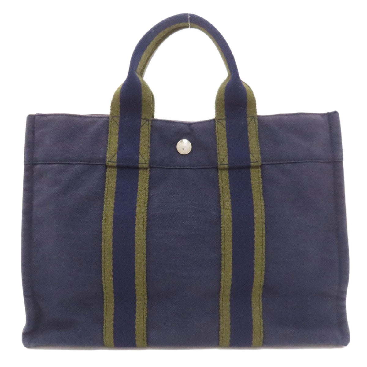 Hermes Navy Canvas Handbag (Pre-Owned)