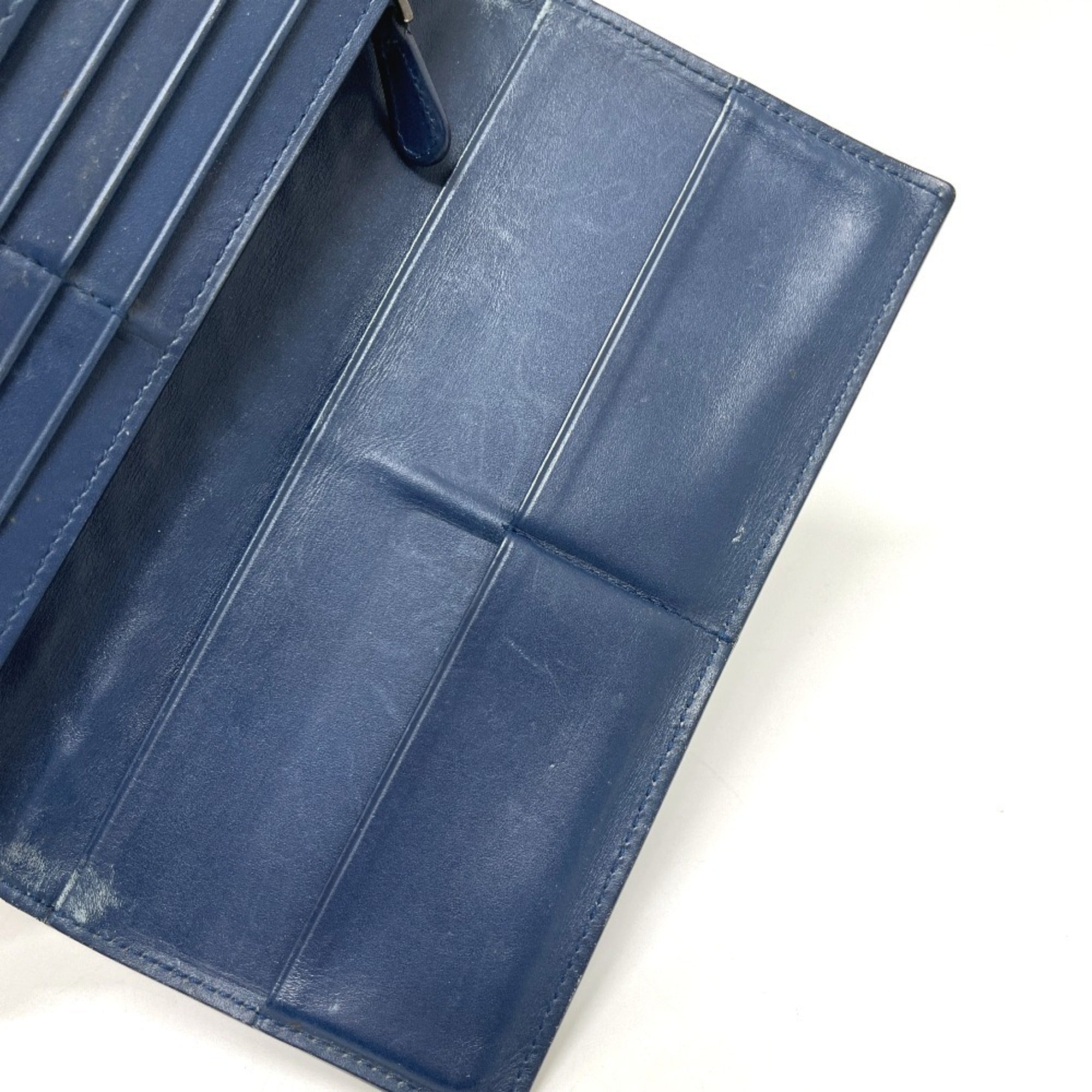 Bottega Veneta Blue Leather Long Wallet (Bi-Fold) (Pre-Owned)