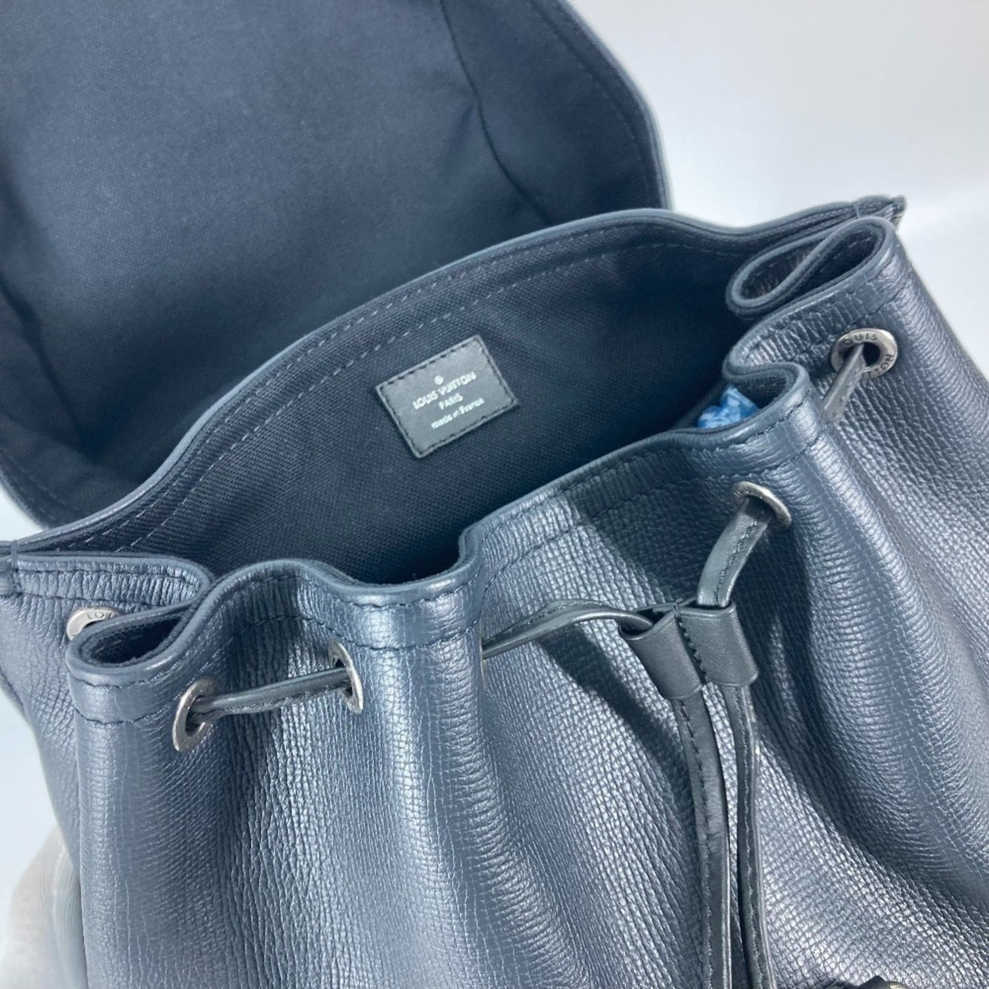 Louis Vuitton Black Navy Navy Blue Utah Leather Backpack (Pre-Owned)