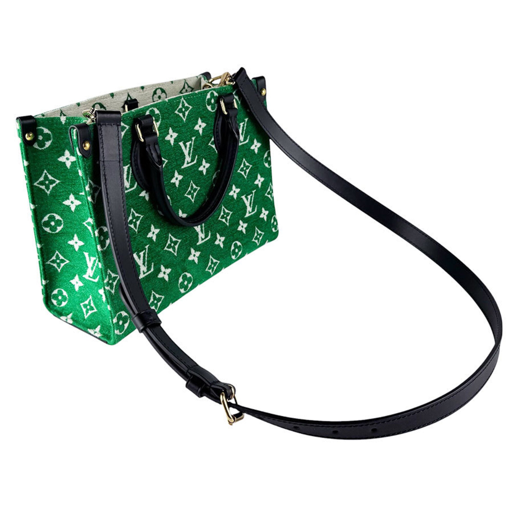 Louis Vuitton Black Green Jacquard Handbag Shoulder Bag (Pre-Owned)