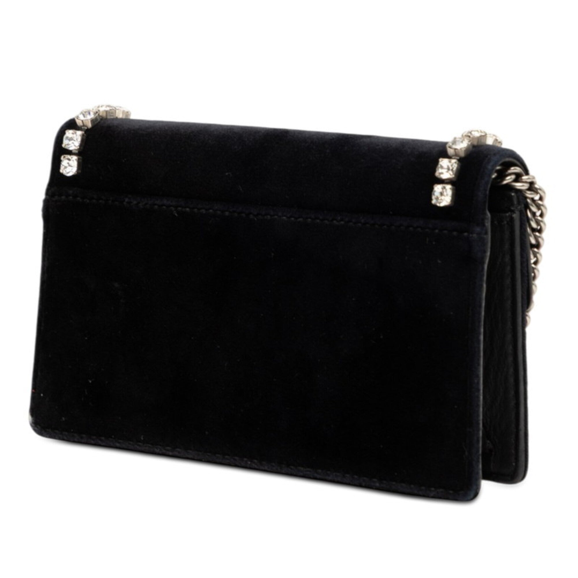 Gucci Black Leather Rhinestone Shoulder Bag (Pre-Owned)