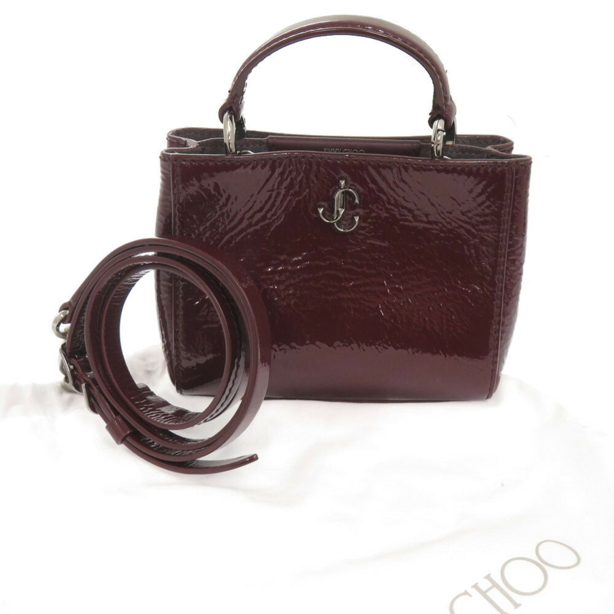Jimmy Choo Bordeaux Patent Leather Handbag Shoulder Bag (Pre-Owned)