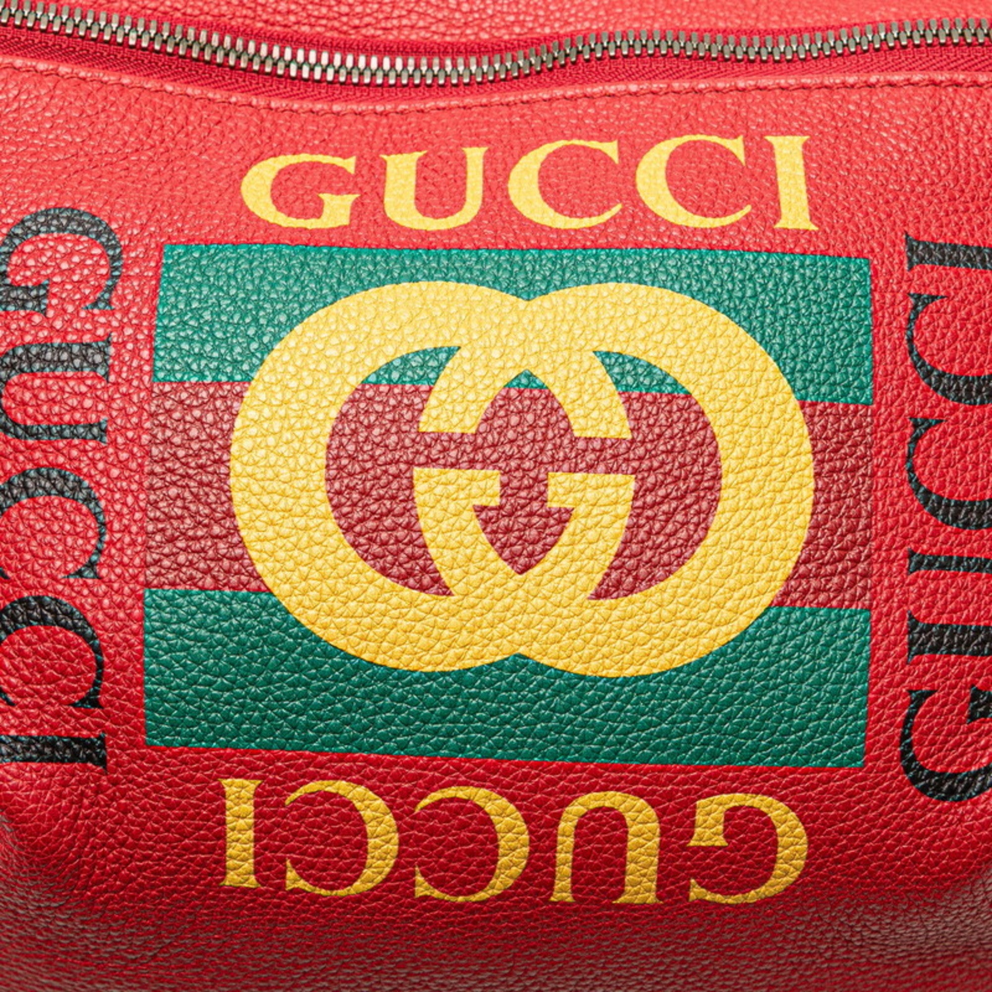 Gucci Sherry Line Red Color Leather Fanny Pack (Pre-Owned)