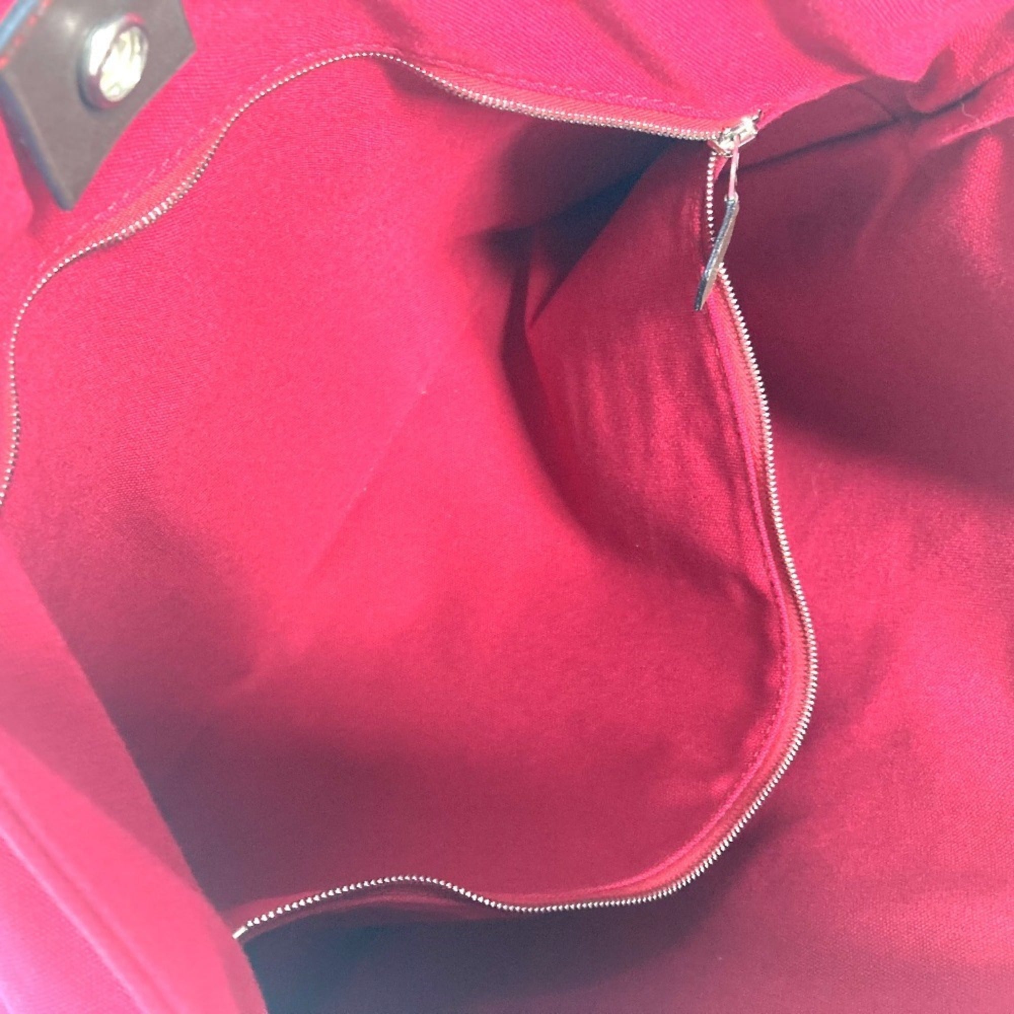 Hermes Black Red Color Canvas Shoulder Bag Tote Bag (Pre-Owned)