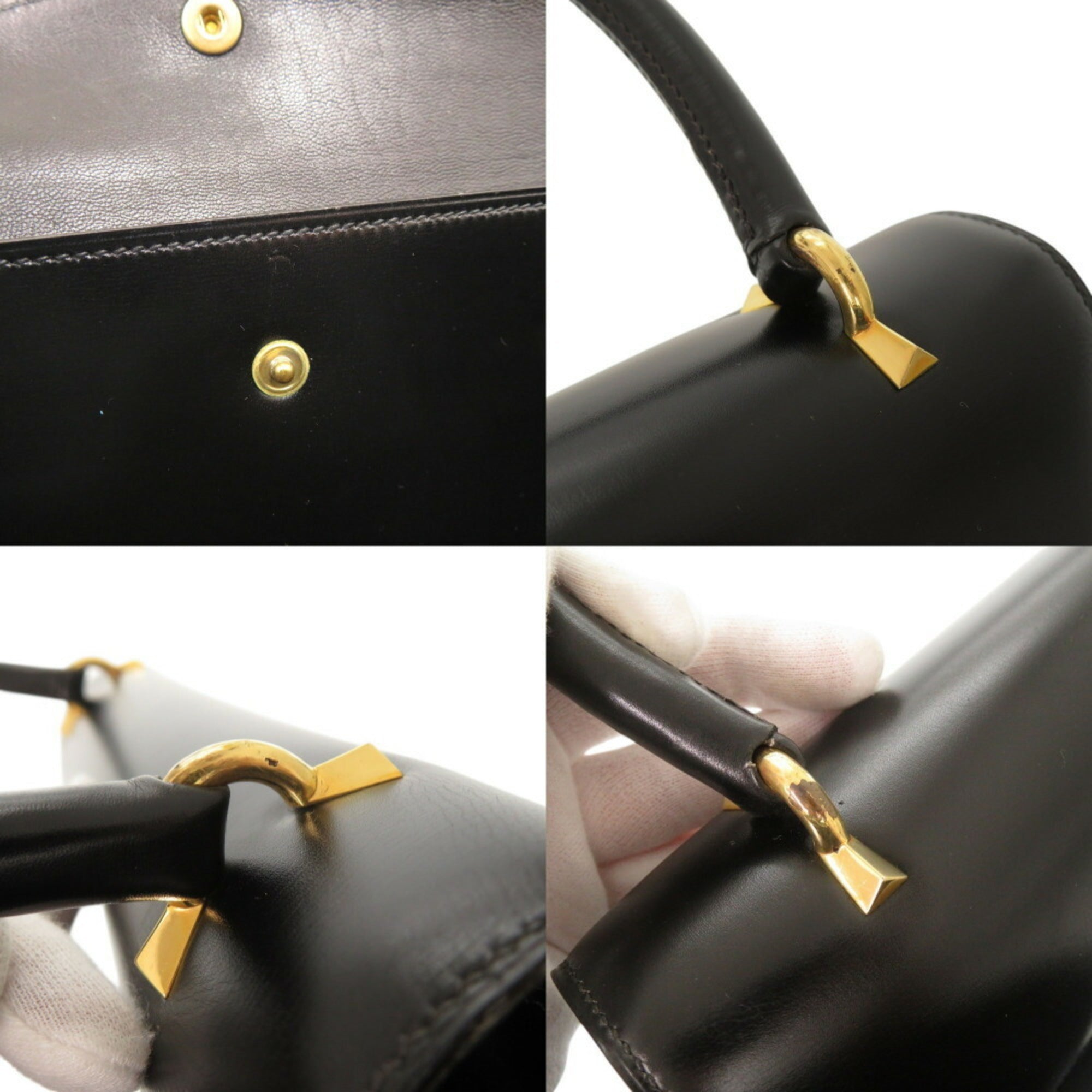 Hermes Black Leather Handbag (Pre-Owned)