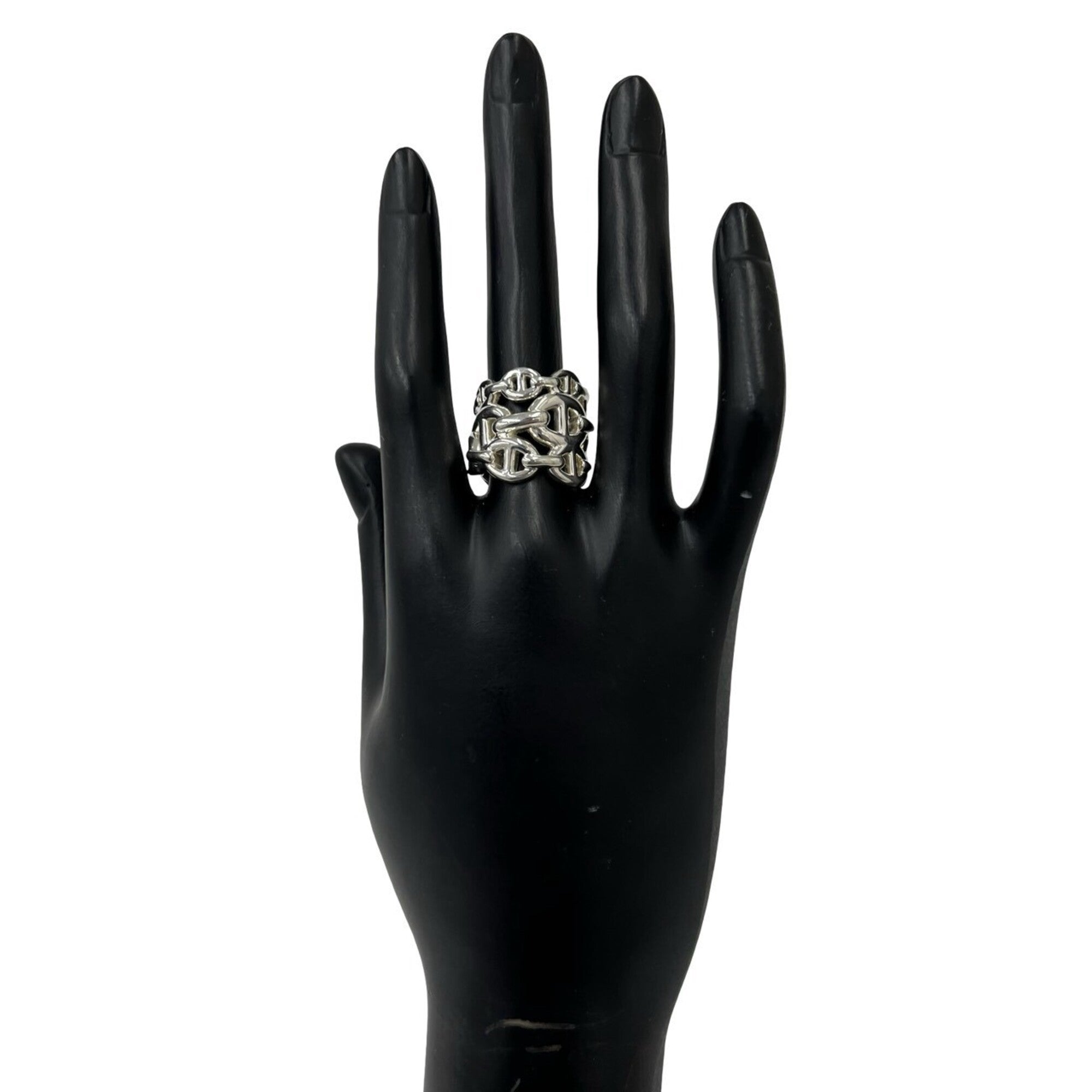 Hermes Silver Silver 925 Band Ring (Pre-Owned)