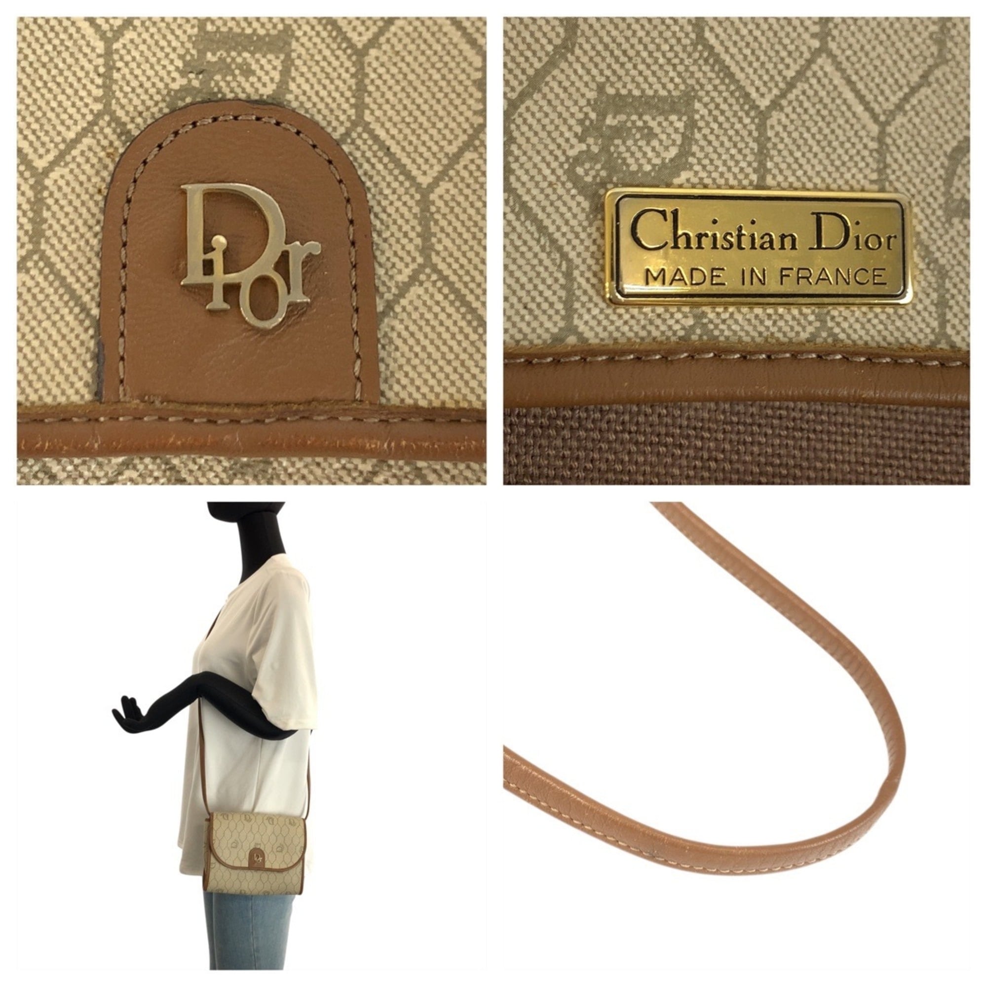 Christian Dior Beige Brown Pvc Leather Pochette Shoulder Bag (Pre-Owned)