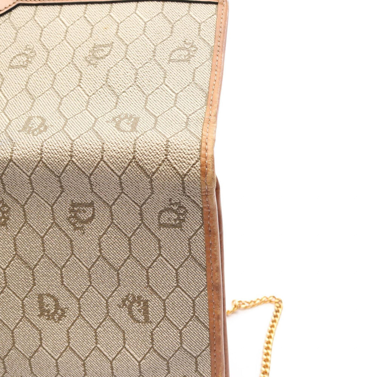 Christian Dior Beige Brown Coated Canvas Leather Handbag Shoulder Bag (Pre-Owned)