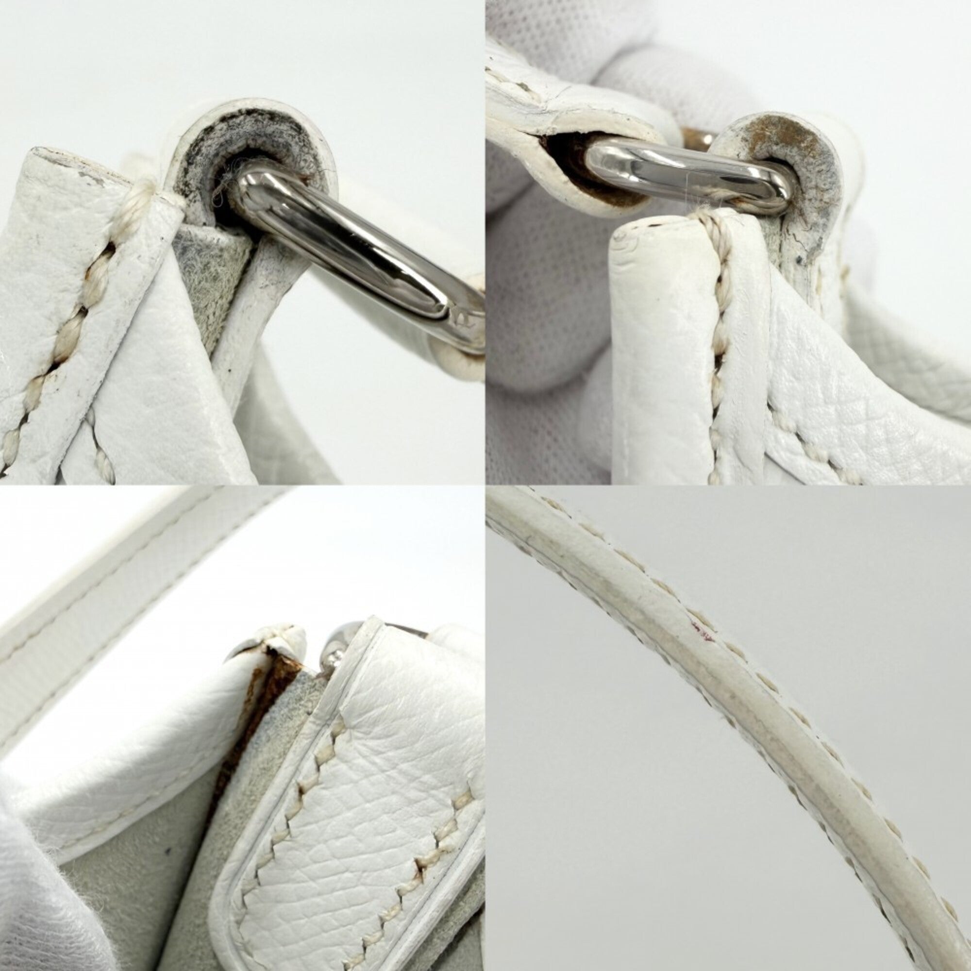 Hermes White Leather Shoulder Bag (Pre-Owned)