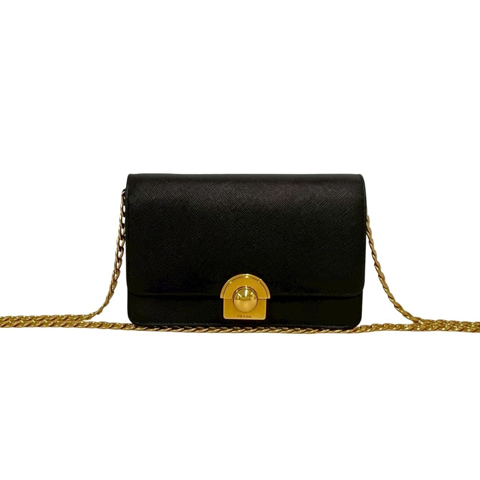 Prada Black Leather Pochette Shoulder Bag (Pre-Owned)