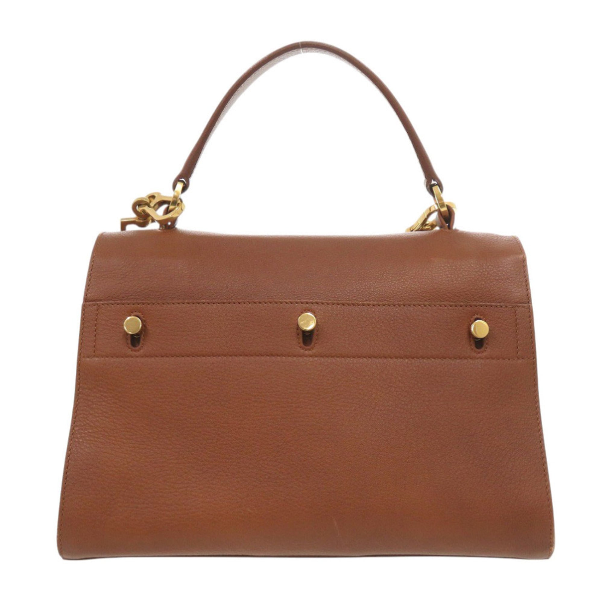Yves Saint Laurent Brown Leather Canvas Handbag Shoulder Bag (Pre-Owned)