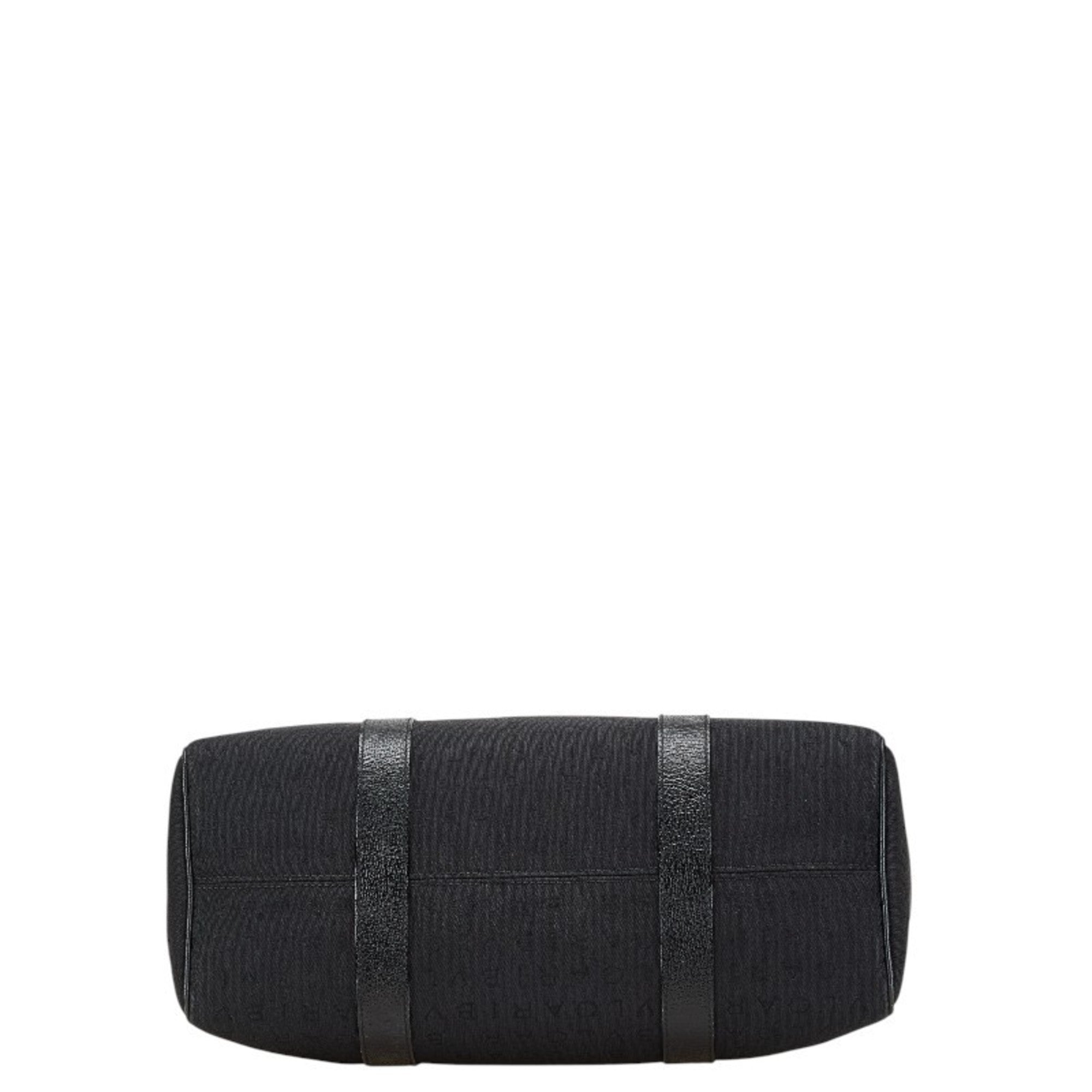 Bvlgari Logomania Black Canvas Leather Handbag Tote Bag (Pre-Owned)