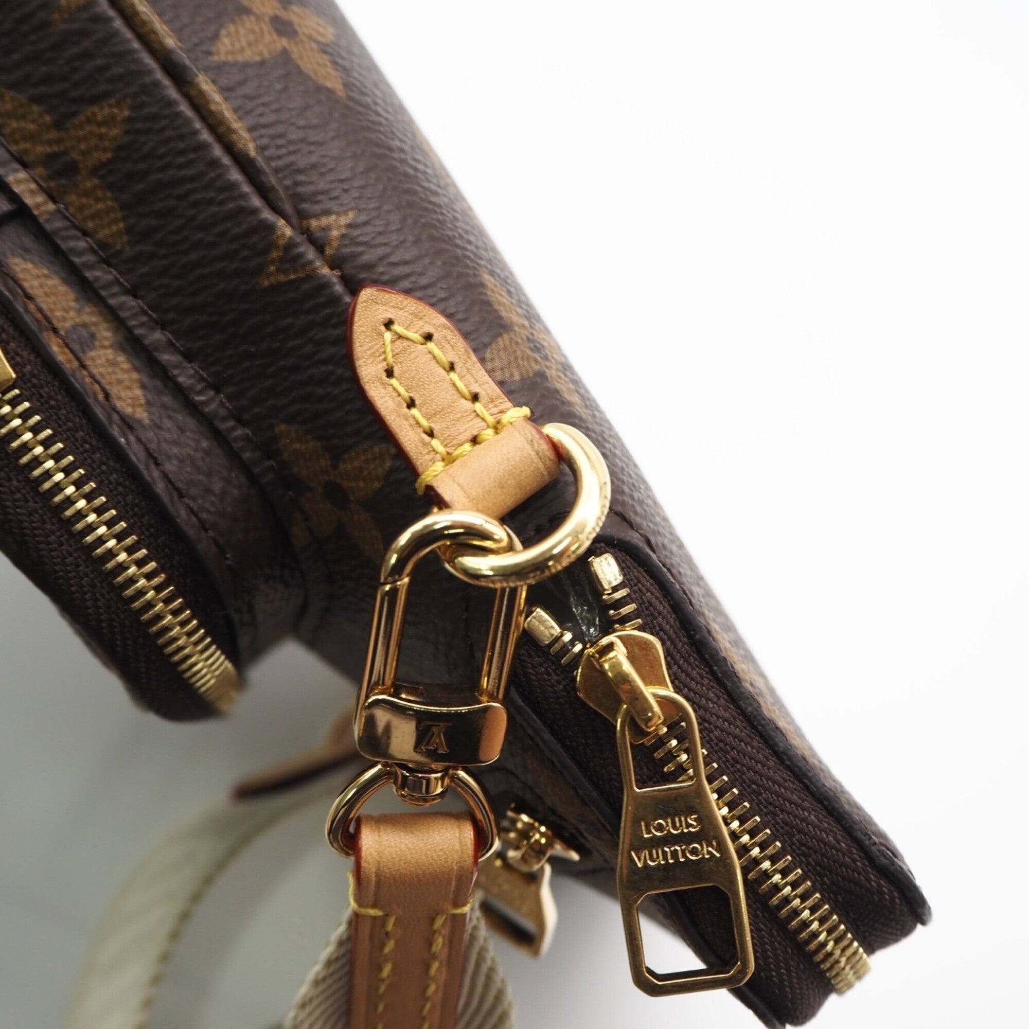 Louis Vuitton Monogram Beige Brown Coated Canvas Leather Shoulder Bag (Pre-Owned)