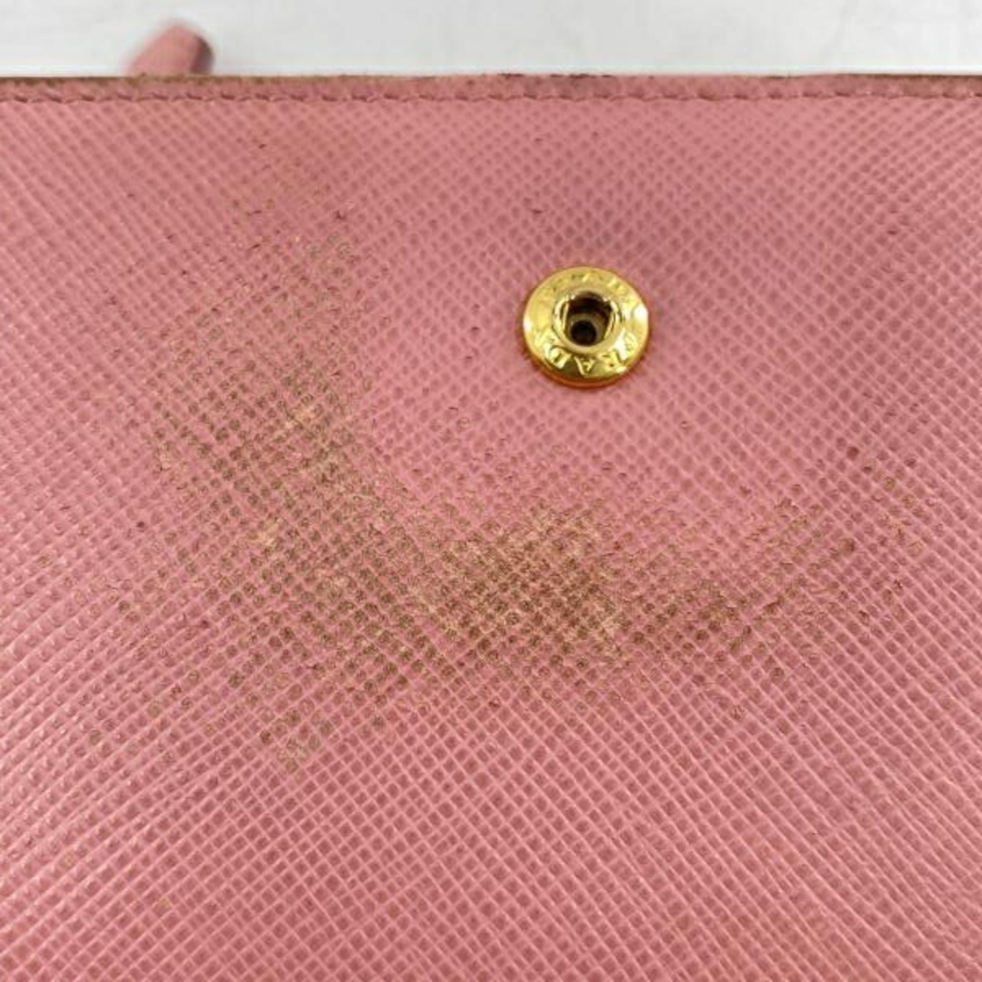 Prada Pink Saffiano Triangle Wallet (Bi-Fold) (Pre-Owned)