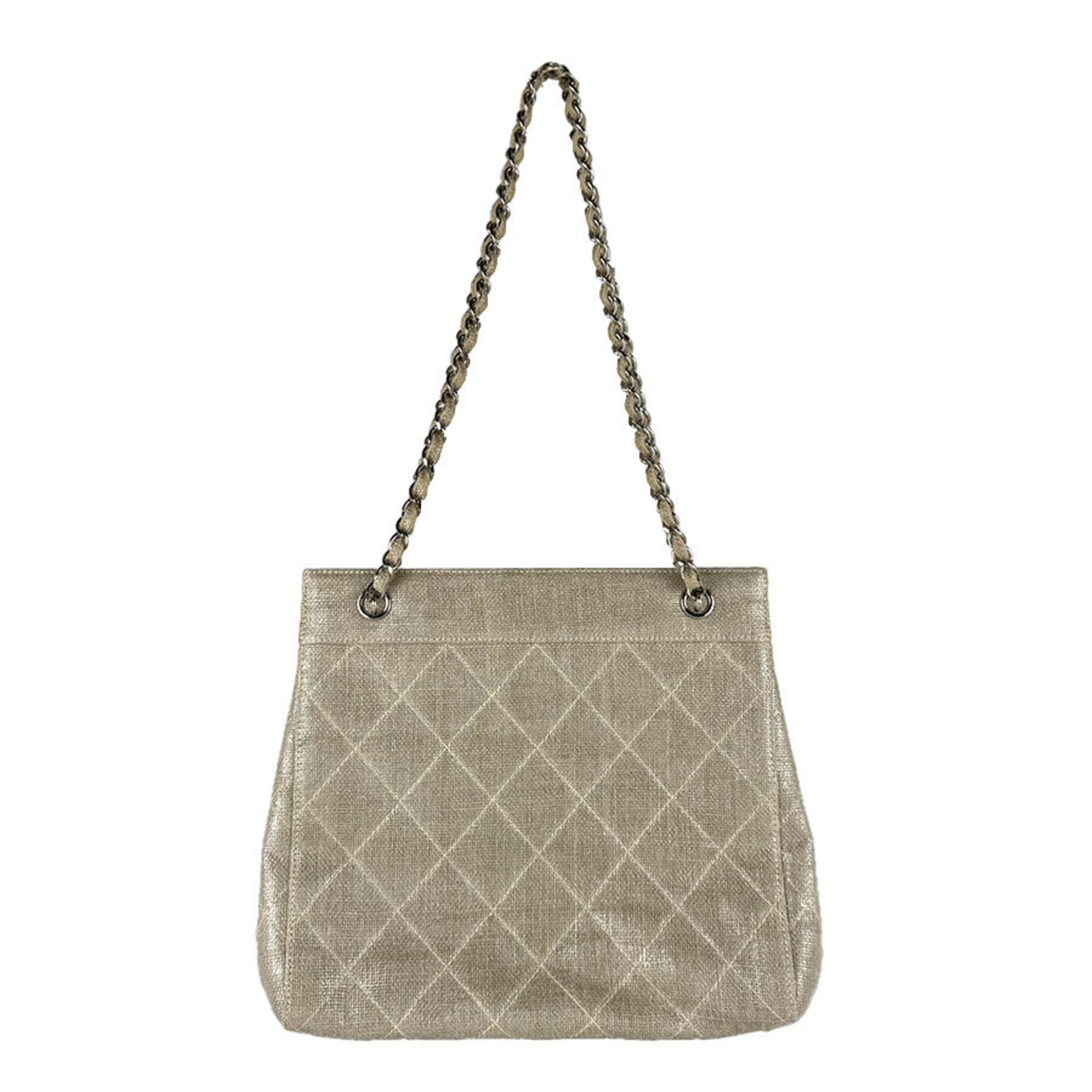 Chanel Beige Coated Canvas Shoulder Bag (Pre-Owned)