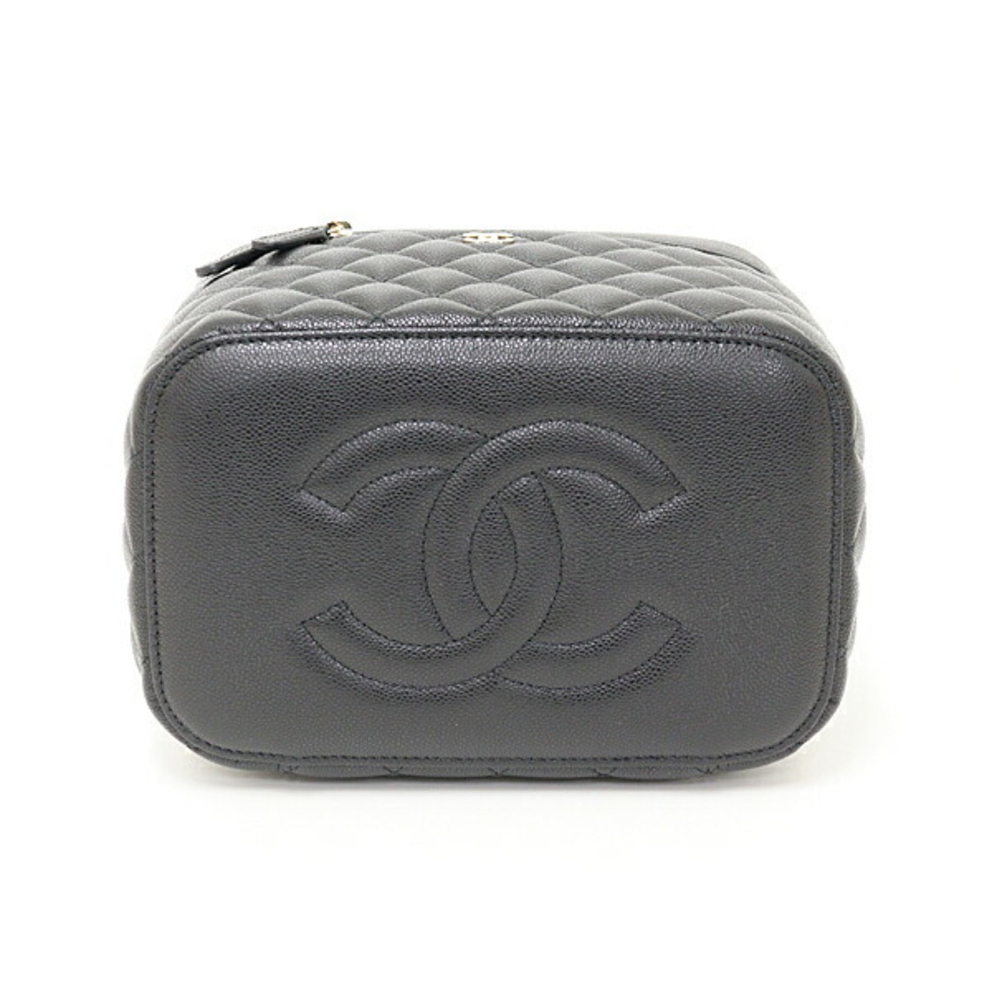 Chanel Black Grained Calfskin Handbag Vanity Bag (Pre-Owned)