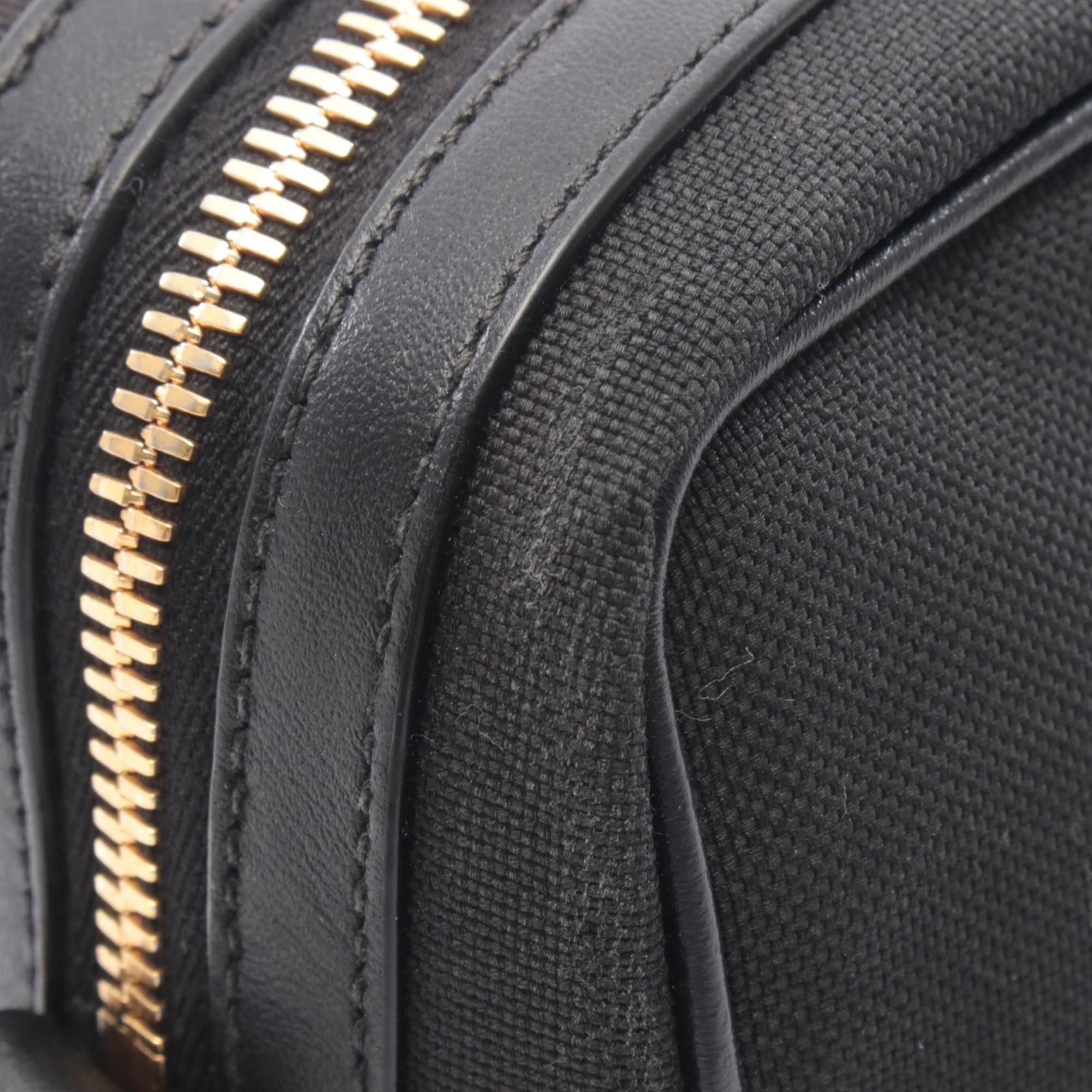 Prada Black Canvas Leather Handbag Shoulder Bag (Pre-Owned)
