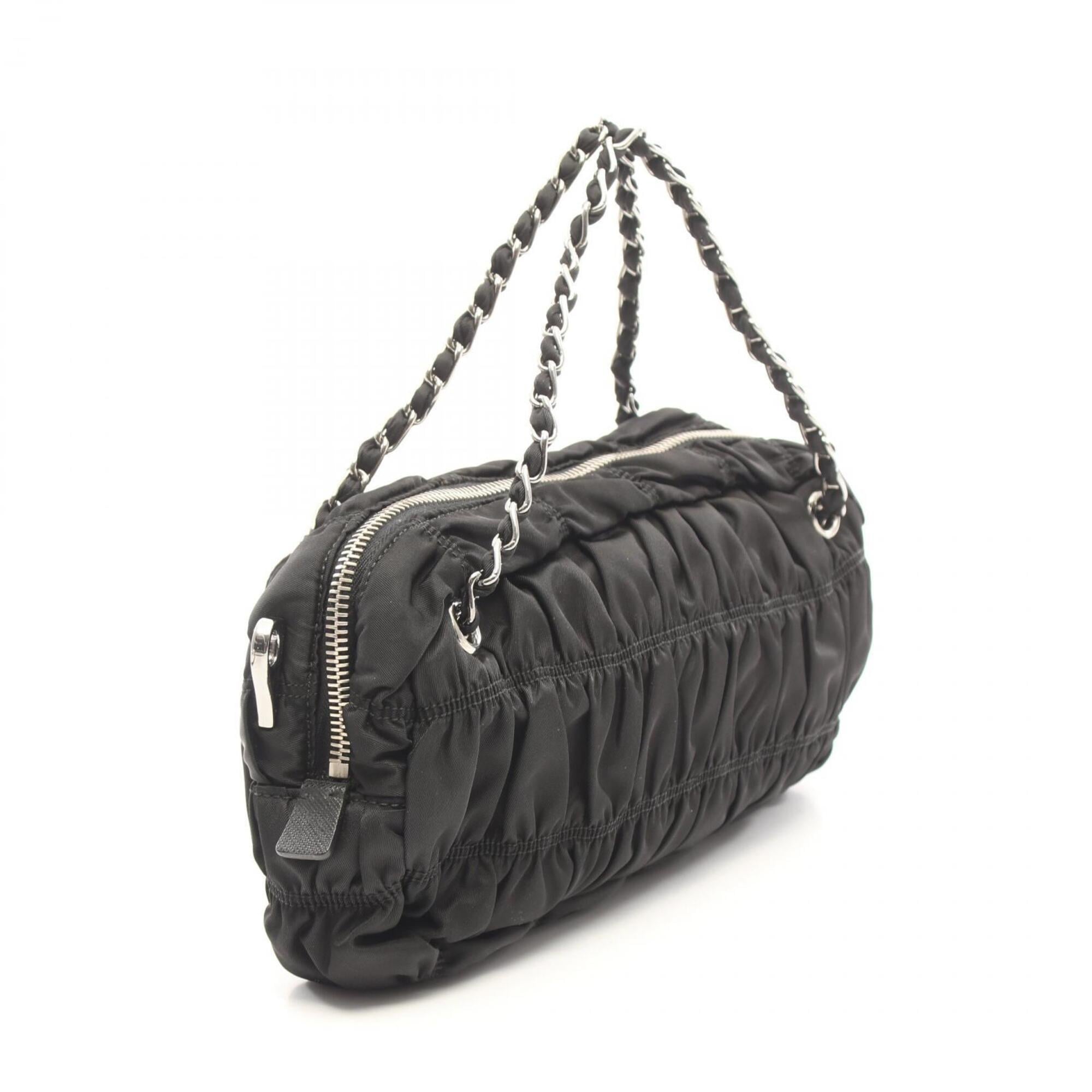 Prada Black Nylon Leather Handbag (Pre-Owned)