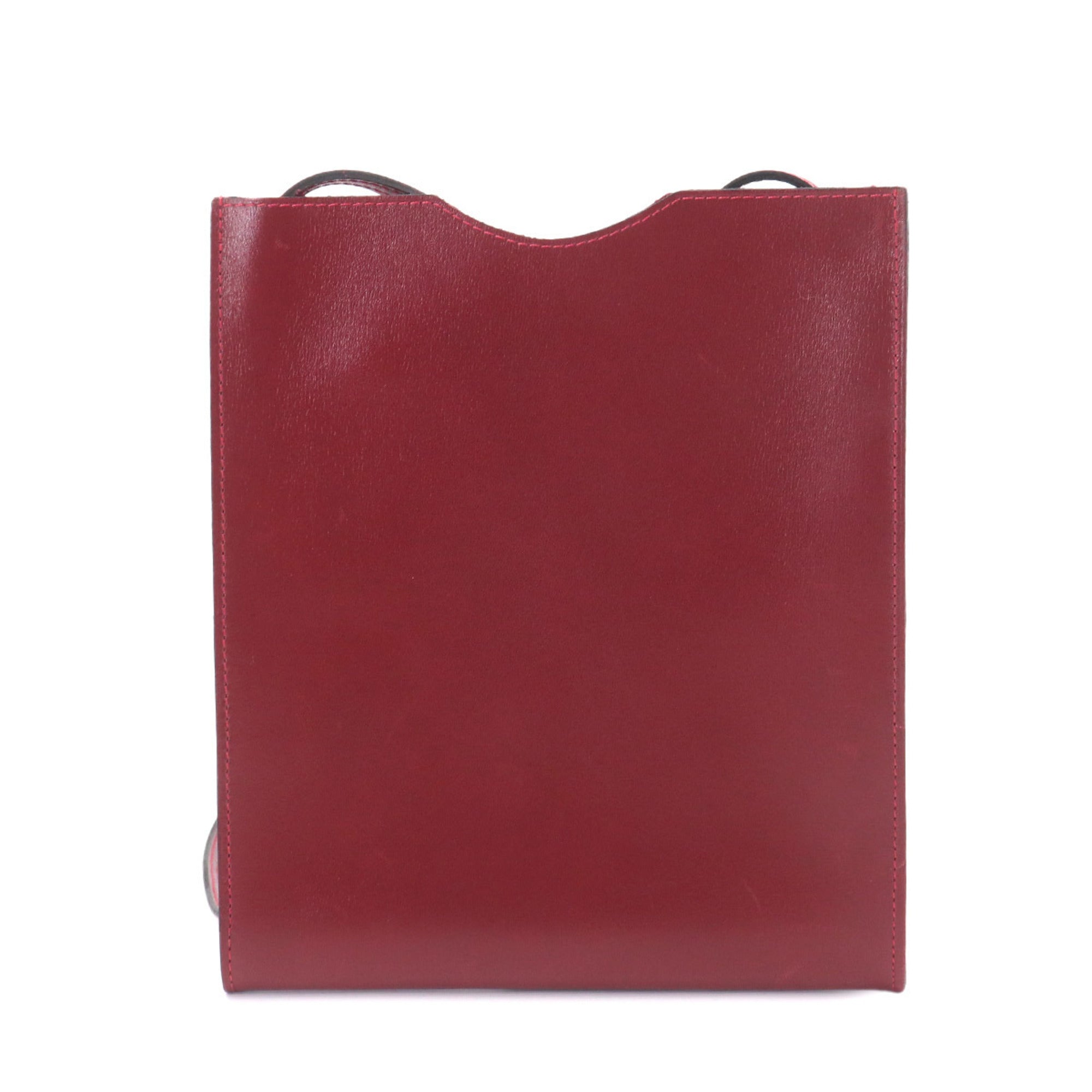 Hermes Rouge H Box Calf Leather Handbag Pochette Shoulder Bag (Pre-Owned)