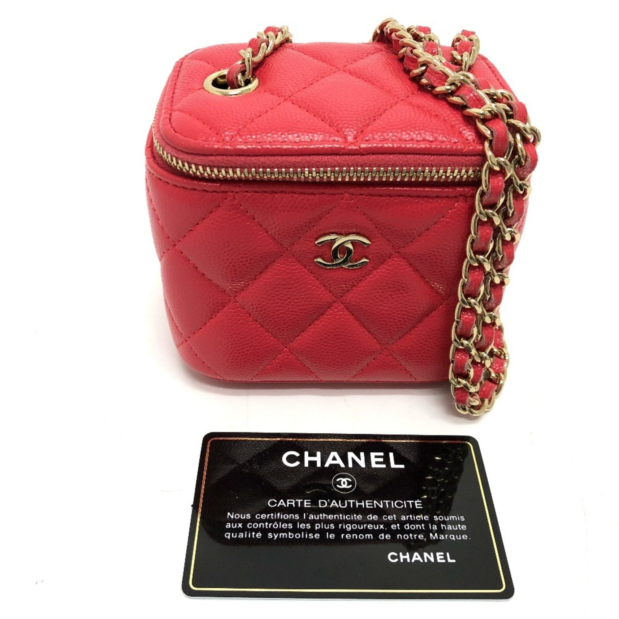 Chanel Pink Caviar Leather Shoulder Bag Vanity Bag (Pre-Owned)