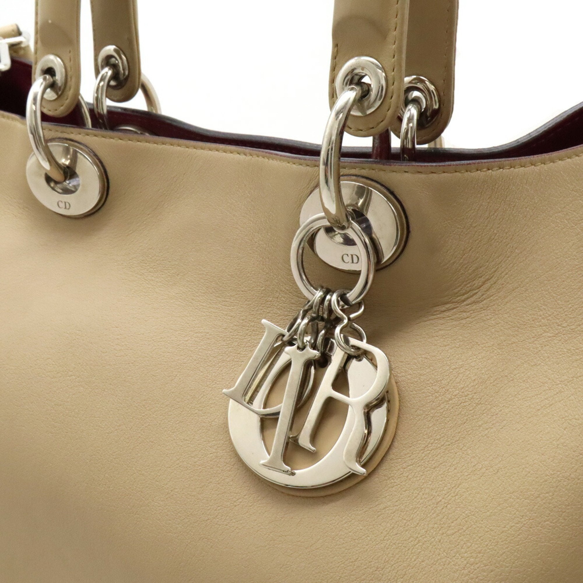 Christian Dior Diorissimo Beige Purple Handbag Pouch Shoulder Bag Tote Bag (Pre-Owned)