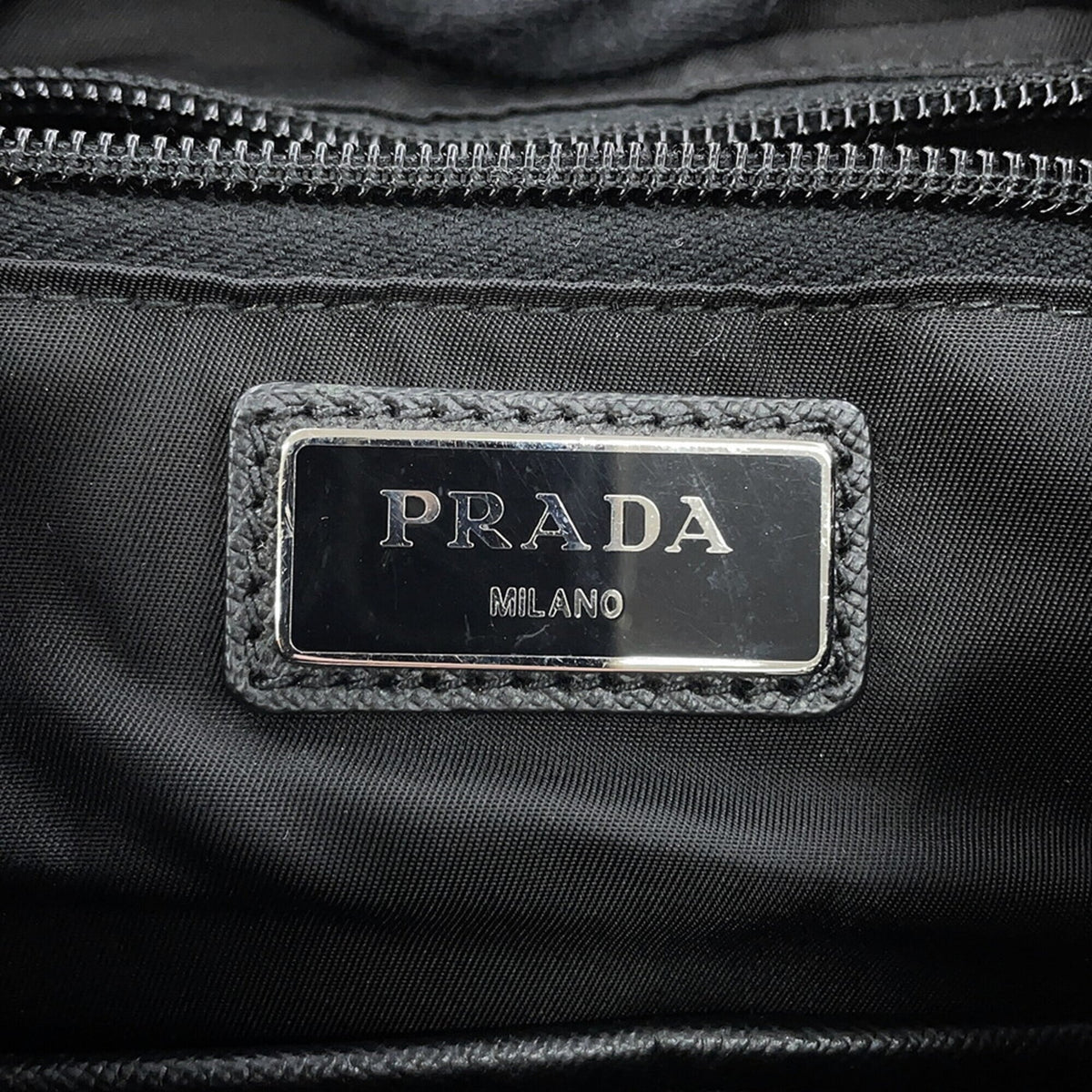 Prada Black Green Nylon Leather Backpack (Pre-Owned)