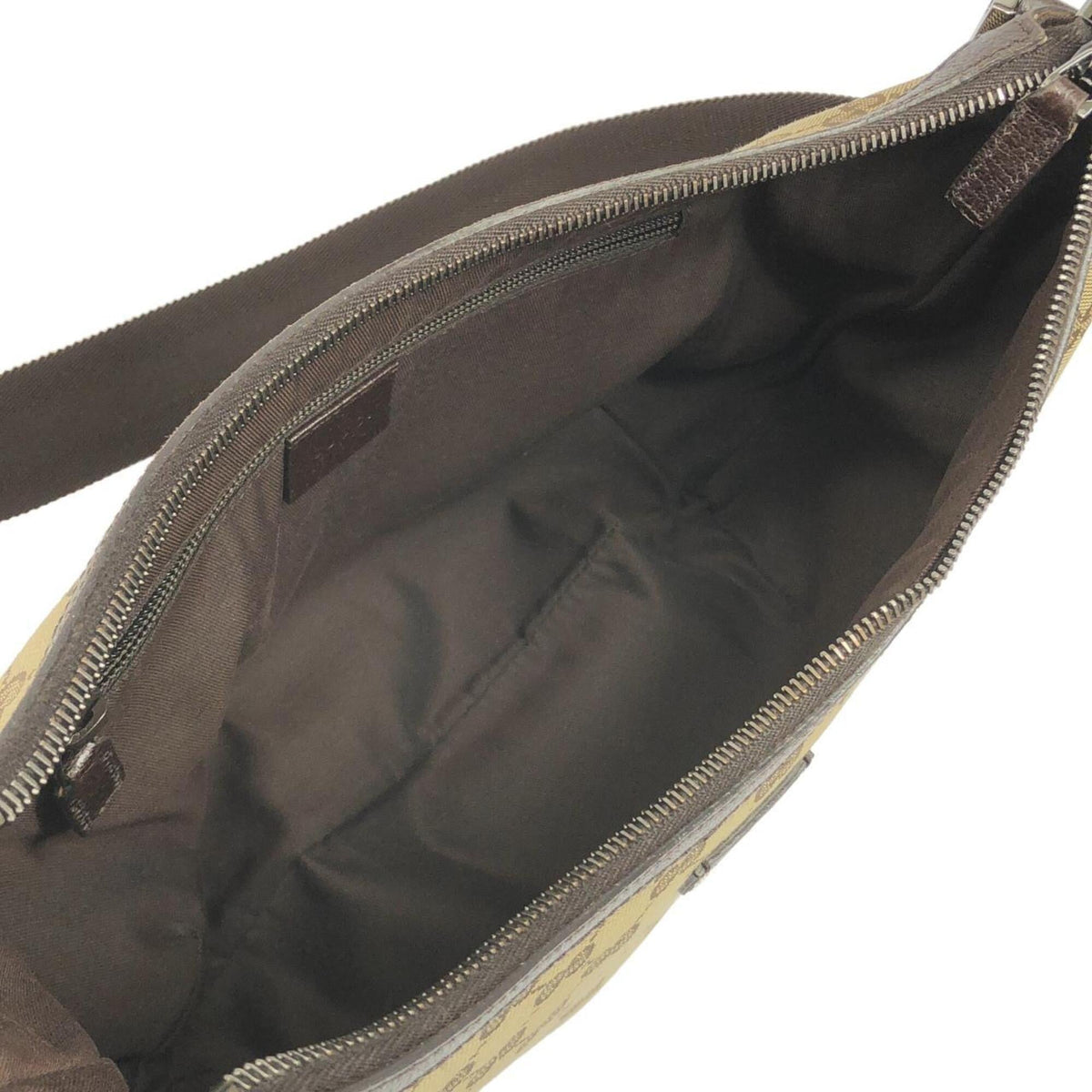 Gucci Beige Dark Brown Gg Canvas Shoulder Bag (Pre-Owned)