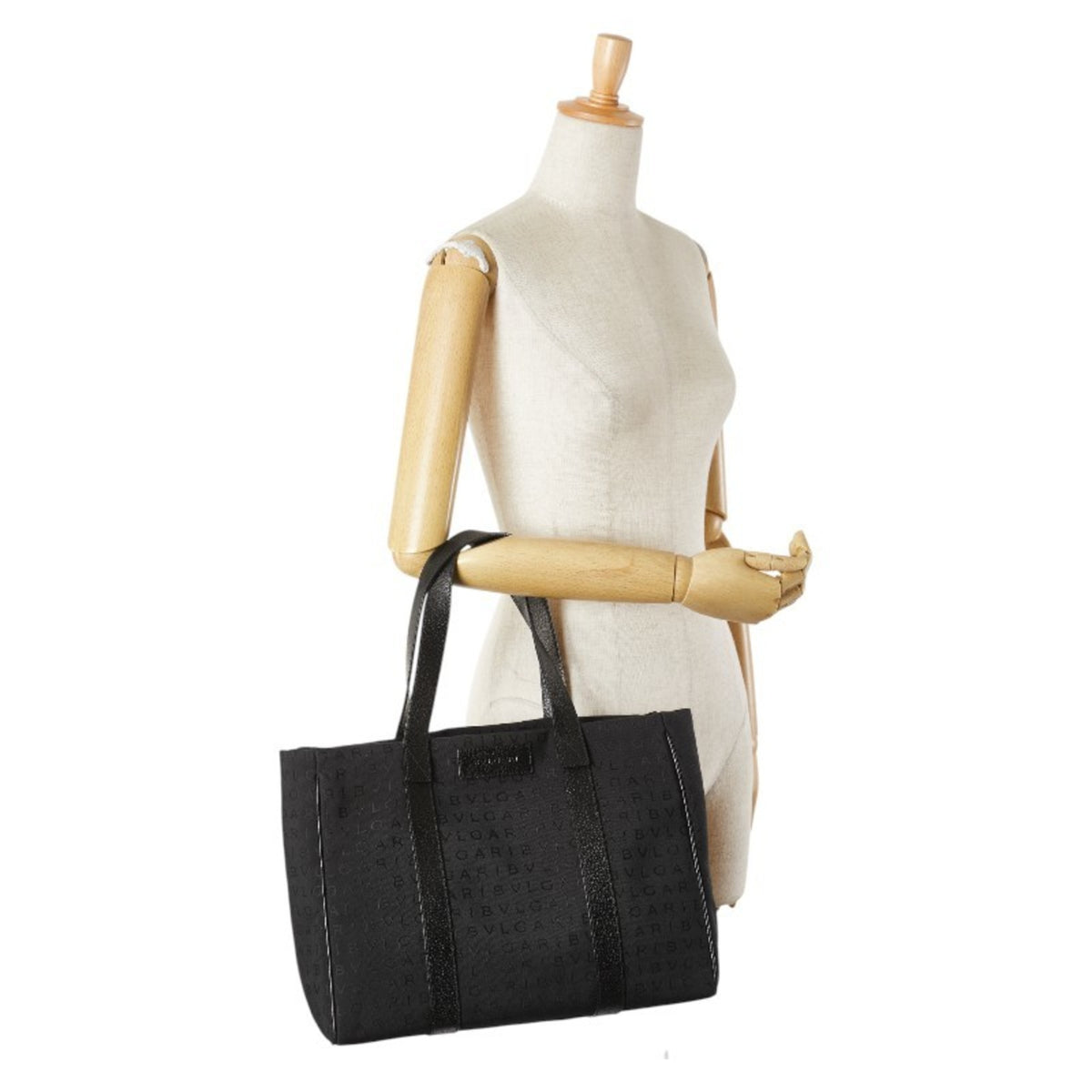 Bvlgari Black Canvas Leather Tote Bag (Pre-Owned)