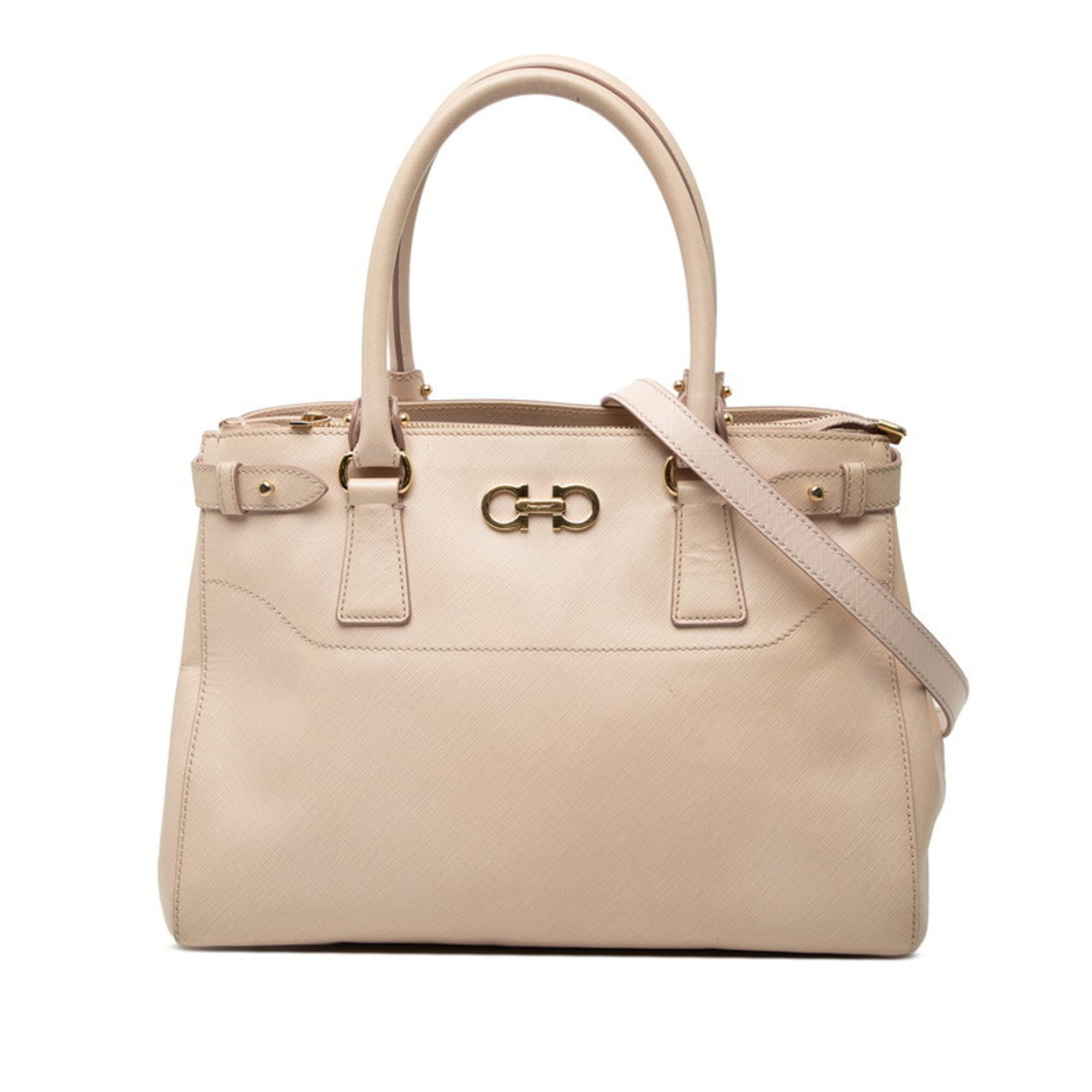 Salvatore Ferragamo Pink Leather Handbag Shoulder Bag (Pre-Owned)