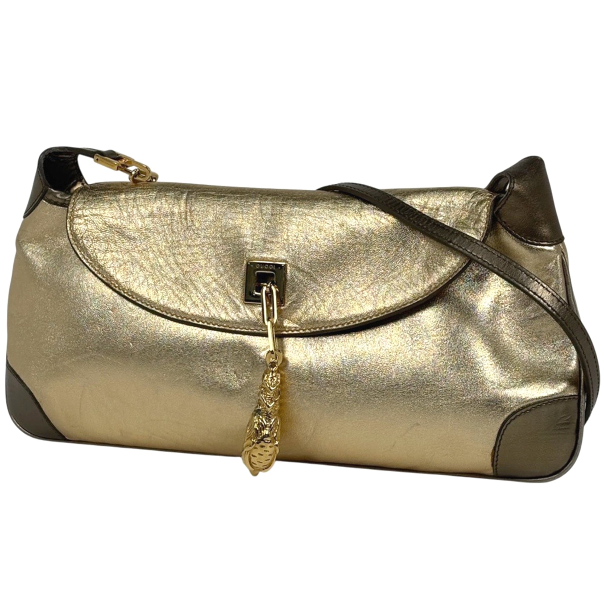Gucci Gold Leather Shoulder Bag (Pre-Owned)