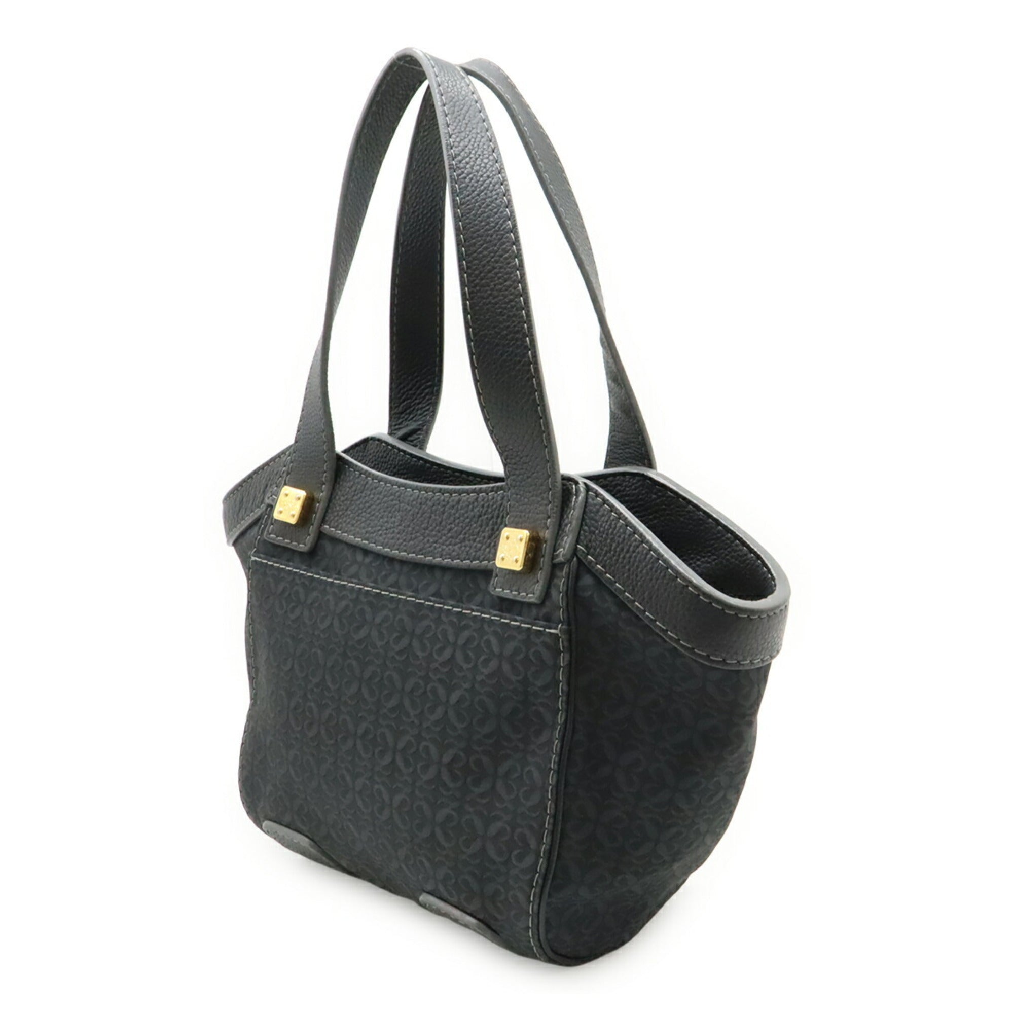 Loewe Dark Gray Nylon Canvas Leather Shoulder Bag Tote Bag (Pre-Owned)