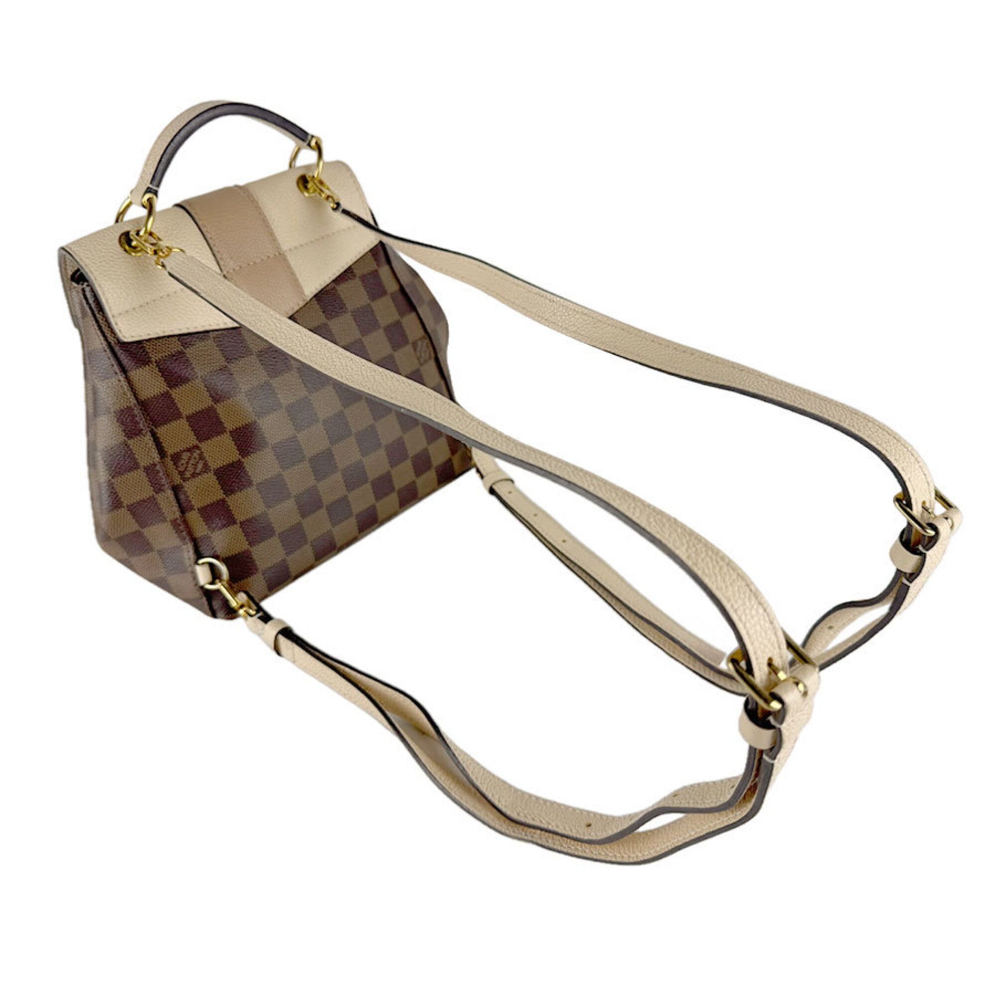 Louis Vuitton Beige Brown Damier Canvas Leather Backpack (Pre-Owned)
