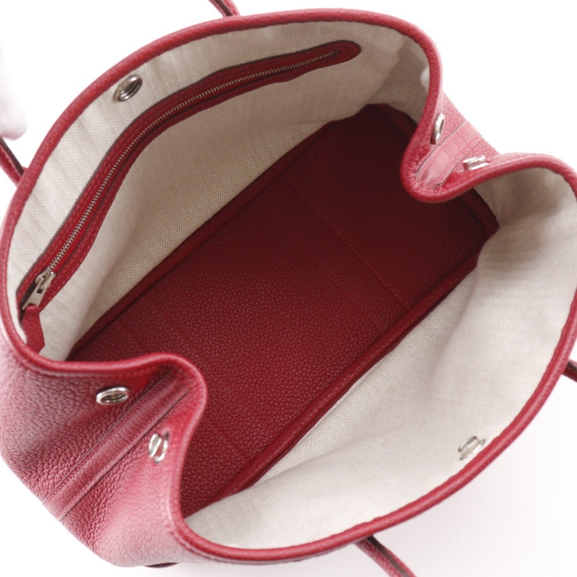 Hermes Garden Red Color Negonda Leather Handbag (Pre-Owned)
