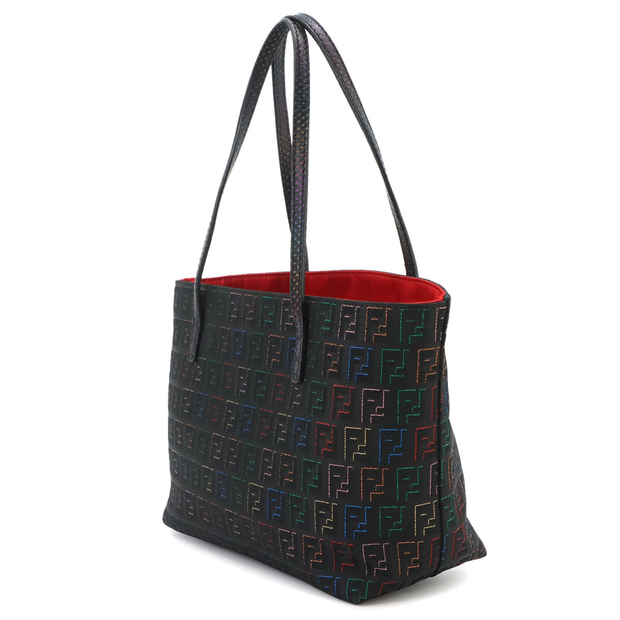 Fendi Zucchino Black Canvas Leather Handbag (Pre-Owned)