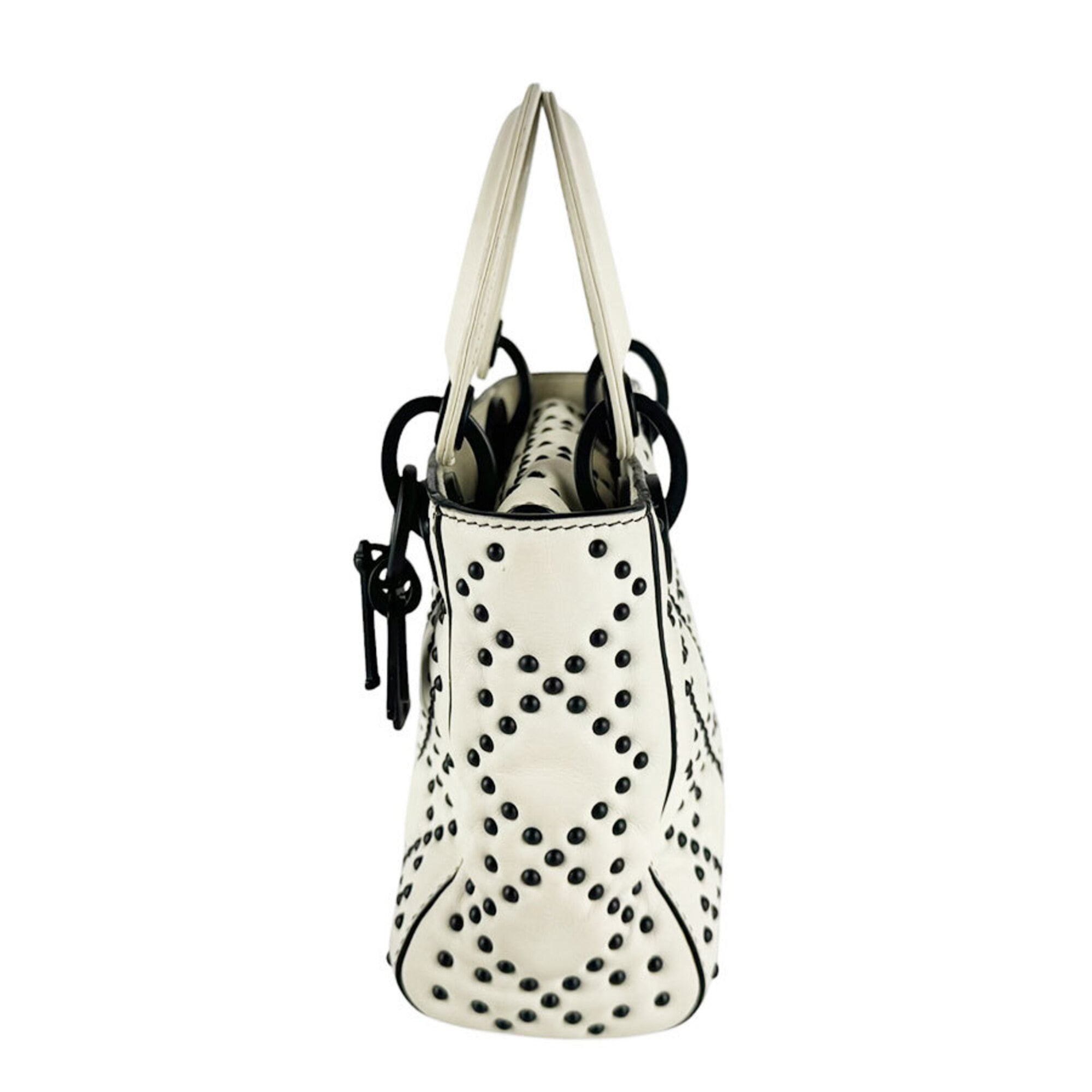 Christian Dior Black Ivory Leather Handbag Shoulder Bag (Pre-Owned)