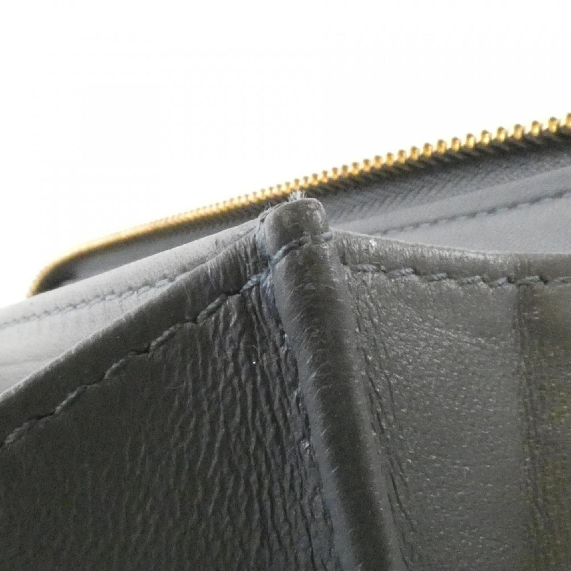 Christian Dior Dark Blue Leather Long Wallet (Bi-Fold) (Pre-Owned)