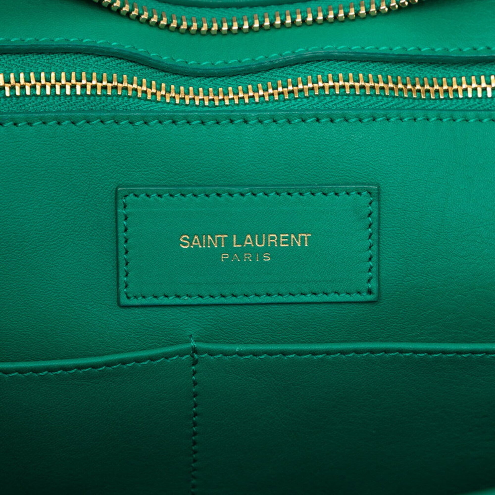 Saint Laurent Green Leather Handbag Tote Bag (Pre-Owned)