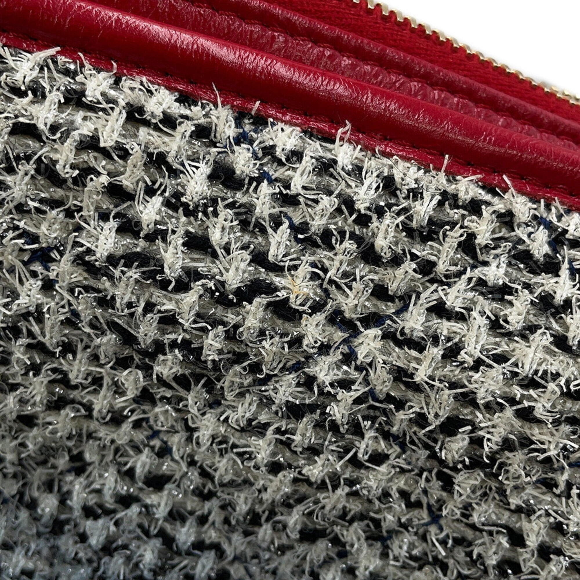 Chanel Navy Red Color White Tweed Leather Handbag Shoulder Bag (Pre-Owned)