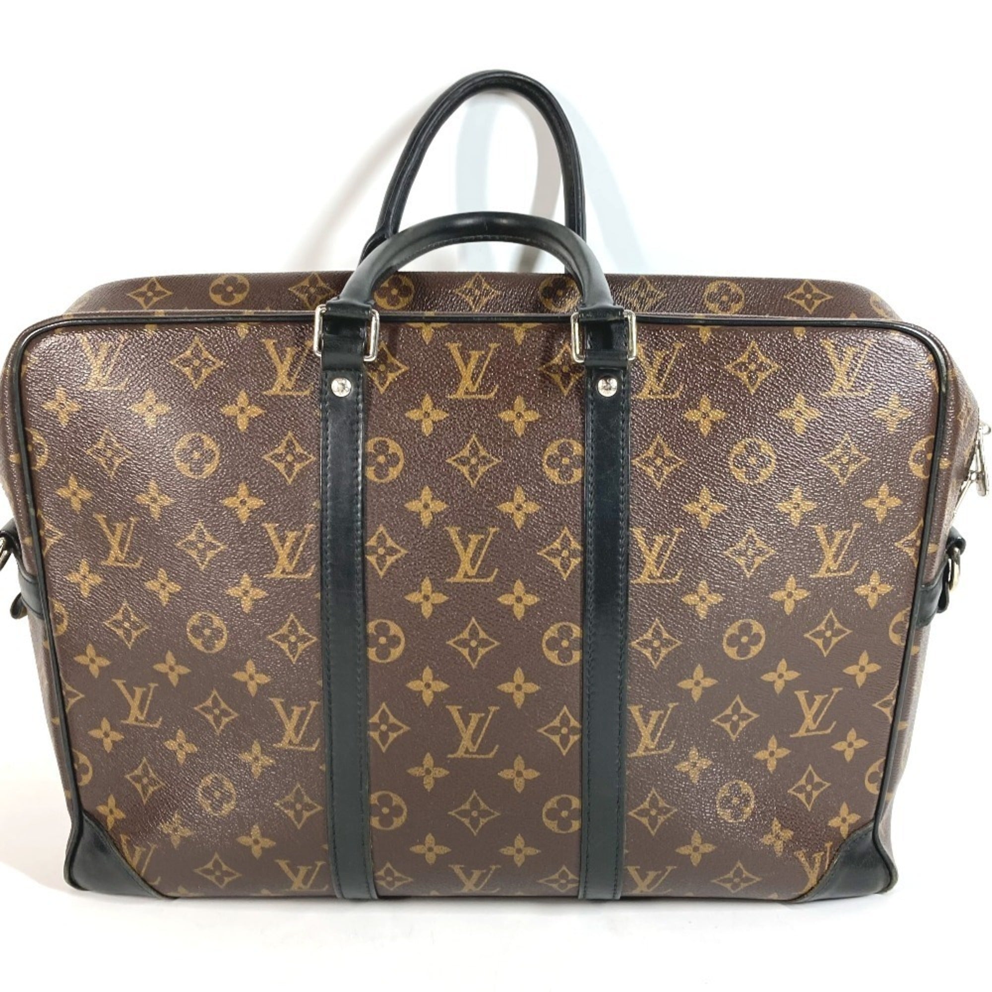 Louis Vuitton Black Brown Monogram Briefcase Handbag (Pre-Owned)