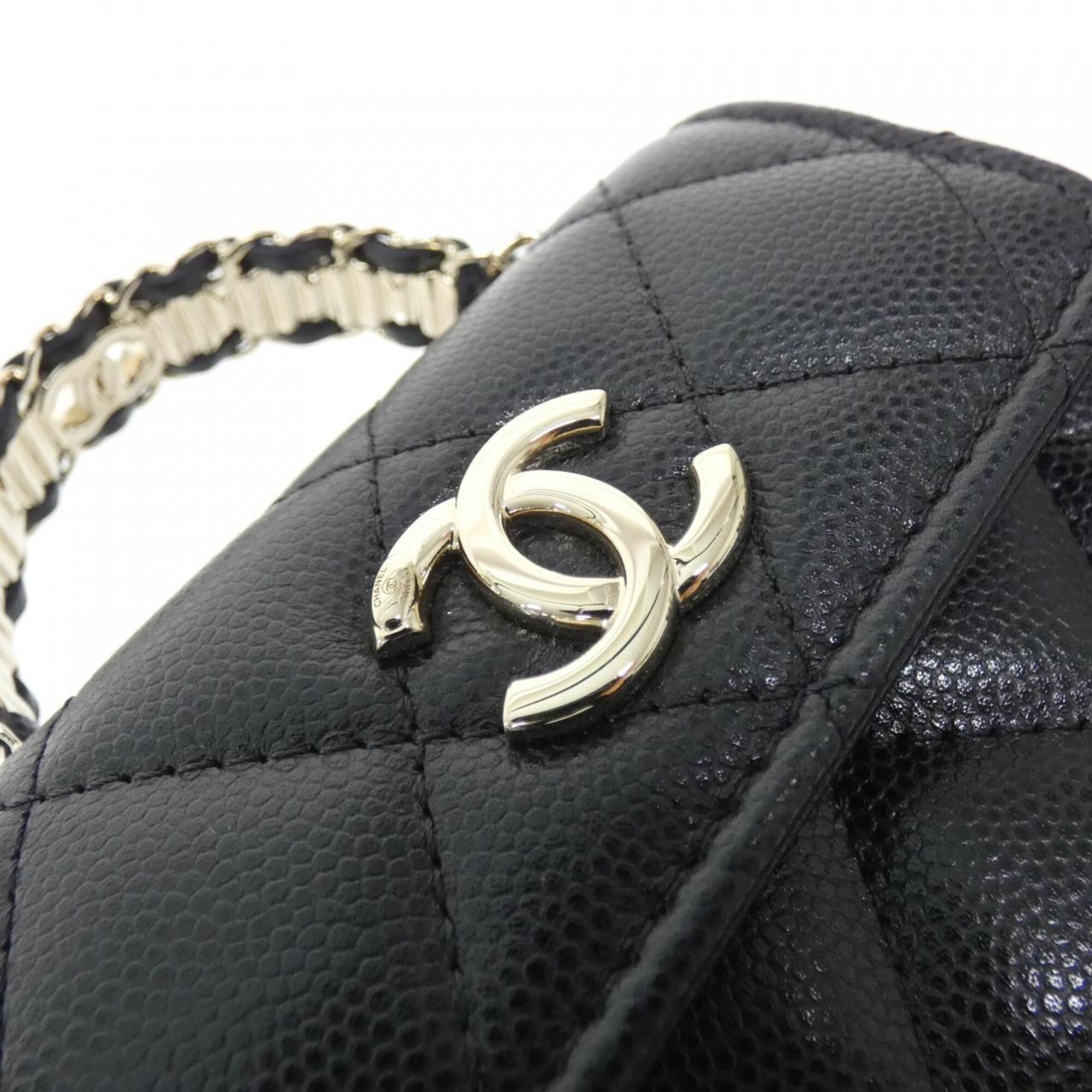 Chanel Black Grained Calfskin Handbag Shoulder Bag (Pre-Owned)